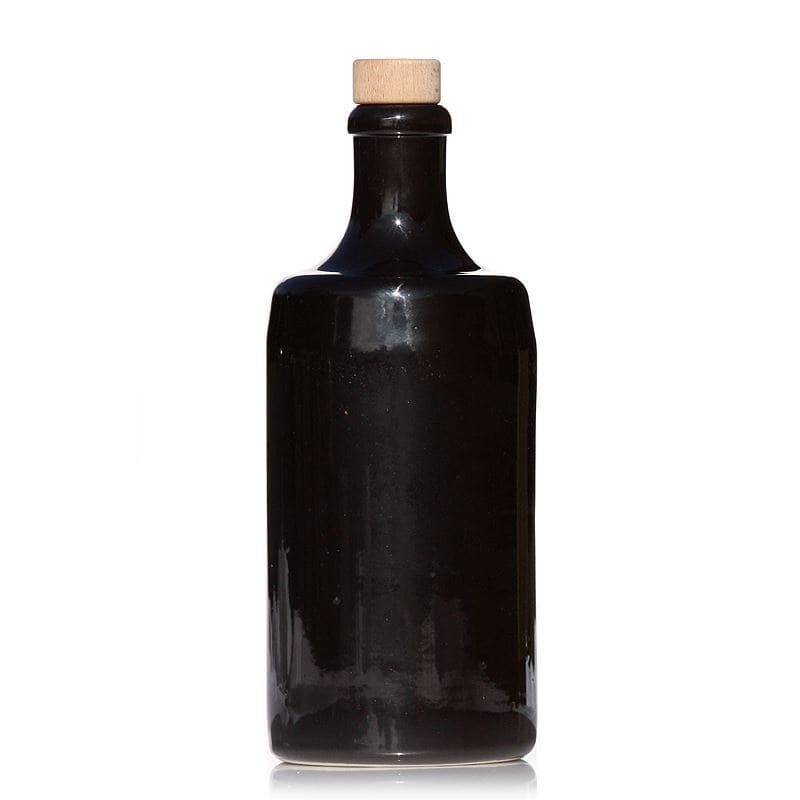 700 ml lerkrus 'Calvados', stengods, svart, mynning: kork