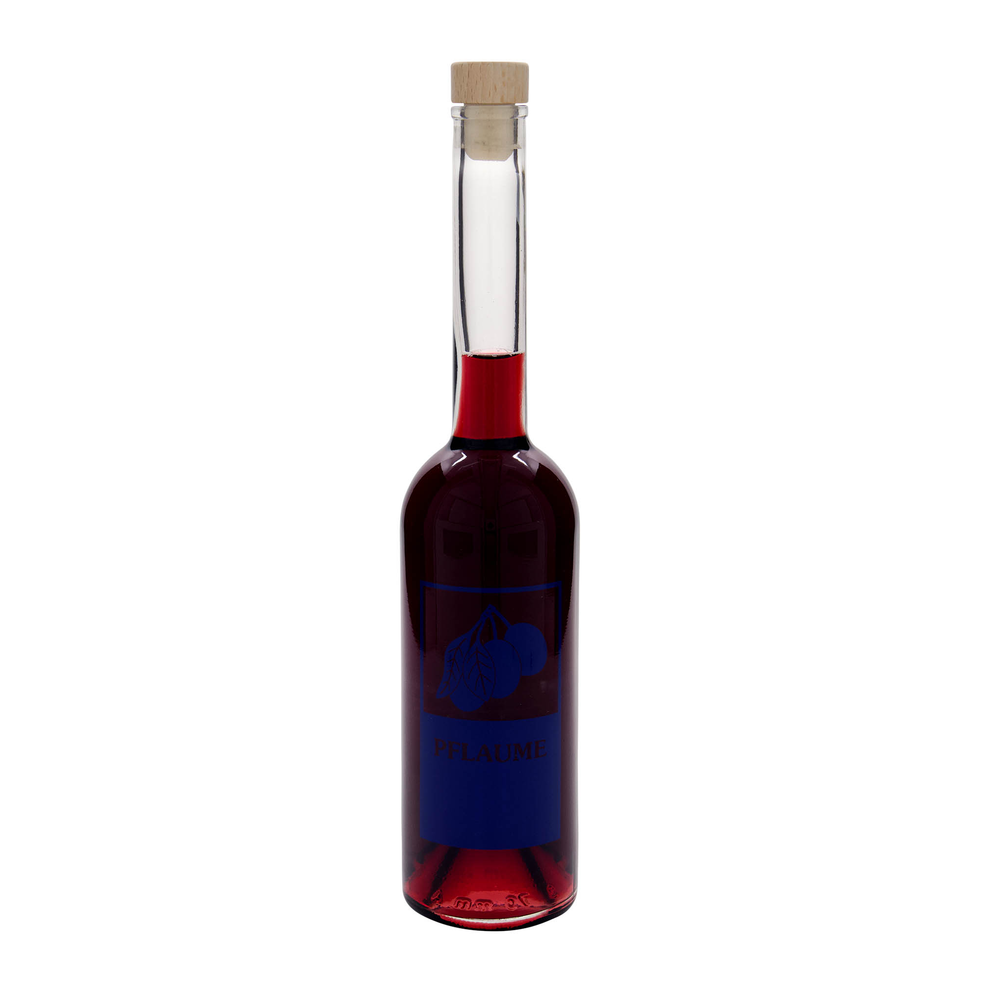 500 ml glasflaska 'Opera', motiv: plommon, öppning: kork