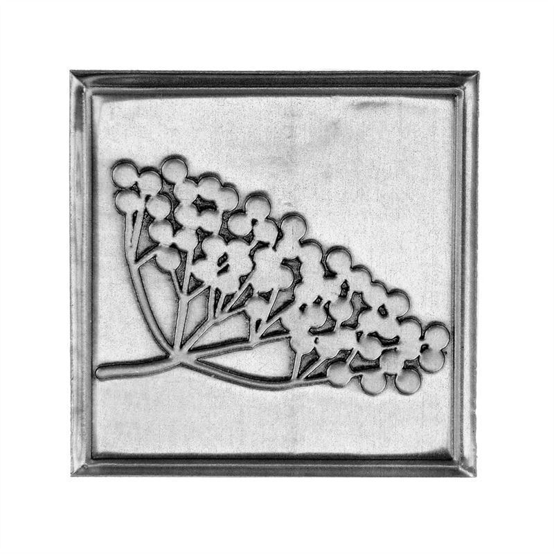 Tennetikett 'Fläder', kvadratisk, metall, silver Tennetikett 'Fläder', kvadratisk, metall, silver