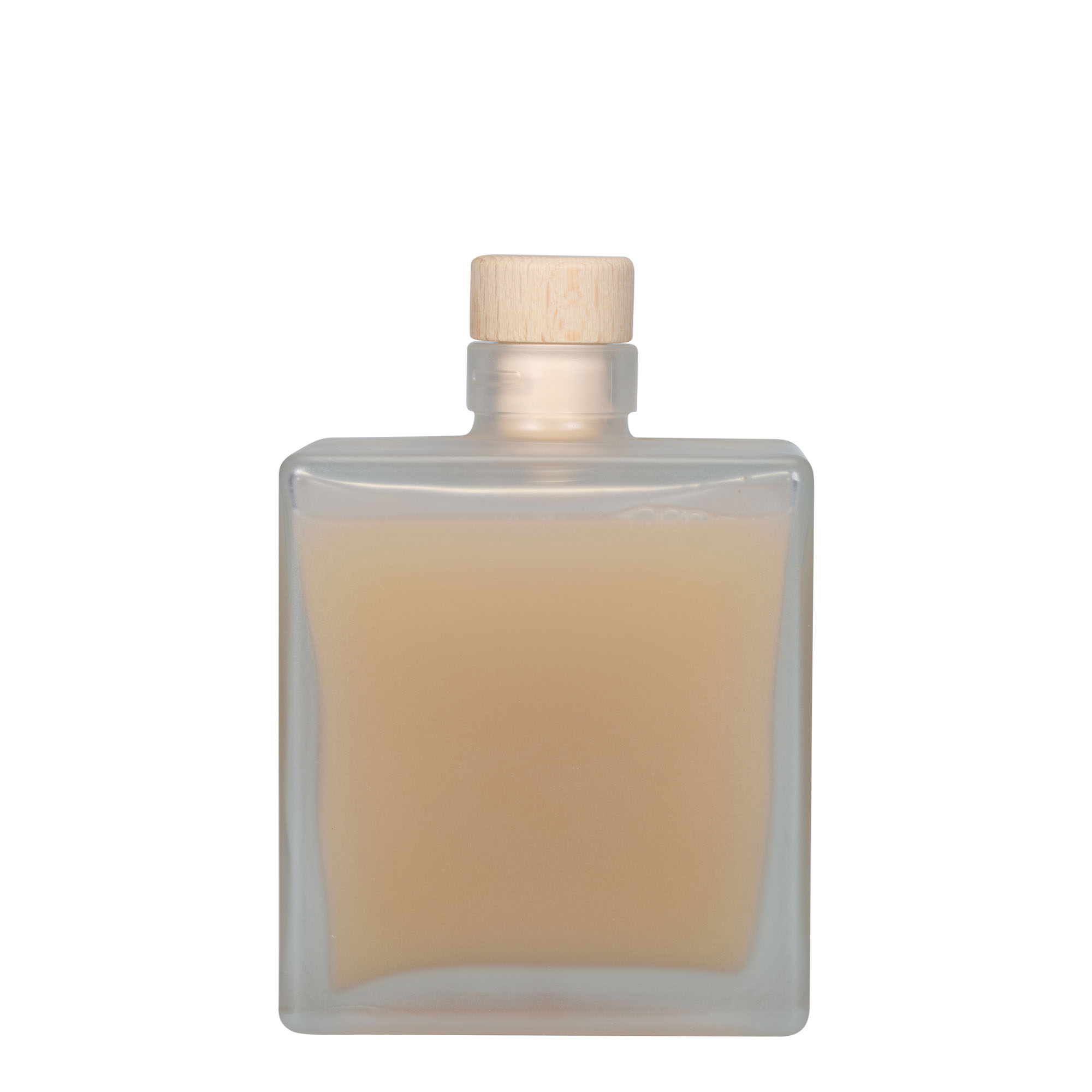 500 ml glasflaska 'Cube', kvadratisk, frostig, öppning: kork 500 ml glasflaska 'Cube', kvadratisk, frostig, öppning: kork