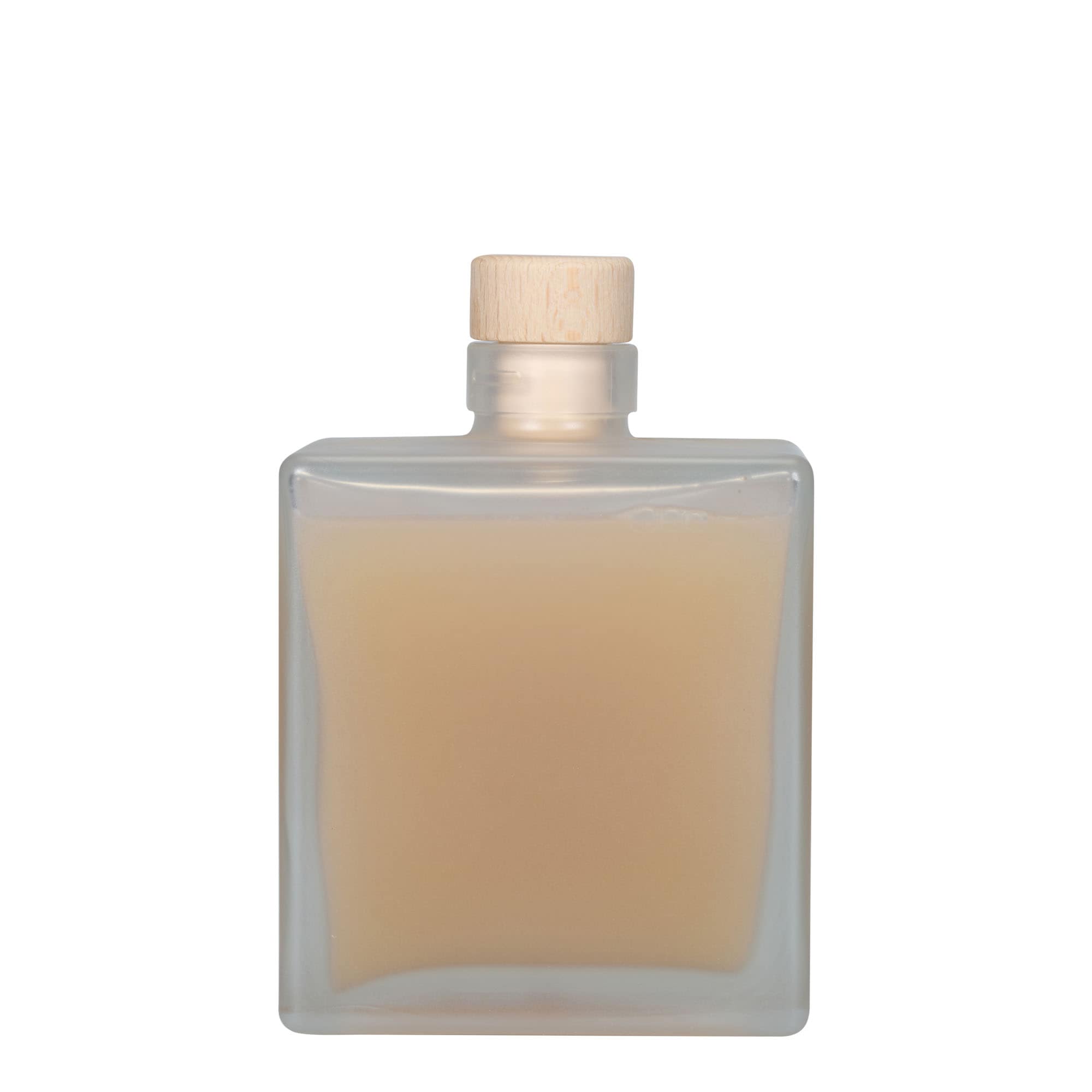500 ml glasflaska 'Cube', kvadratisk, frostig, öppning: kork