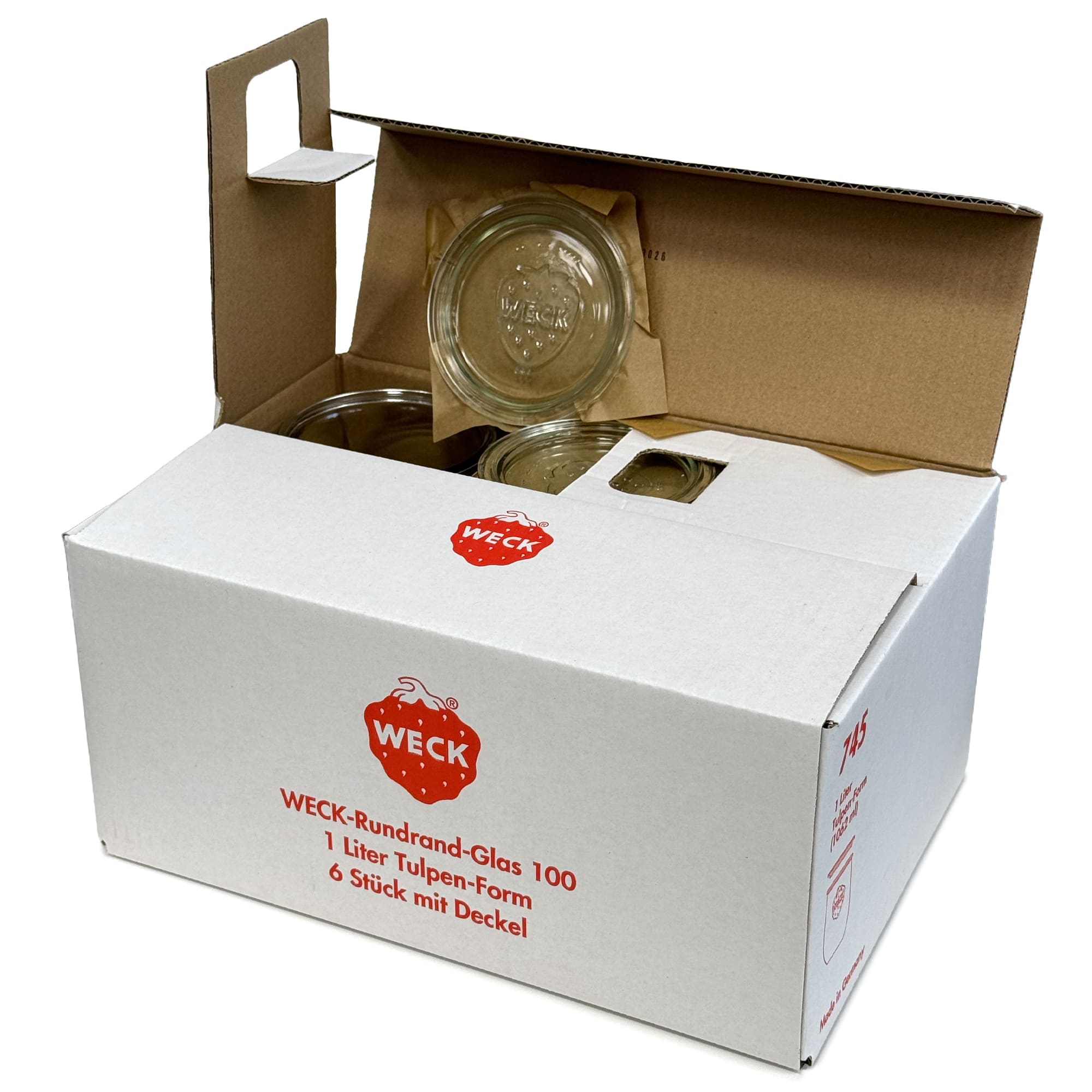 6x 1050 ml WECK-tulpanburk med glaslock RR 100