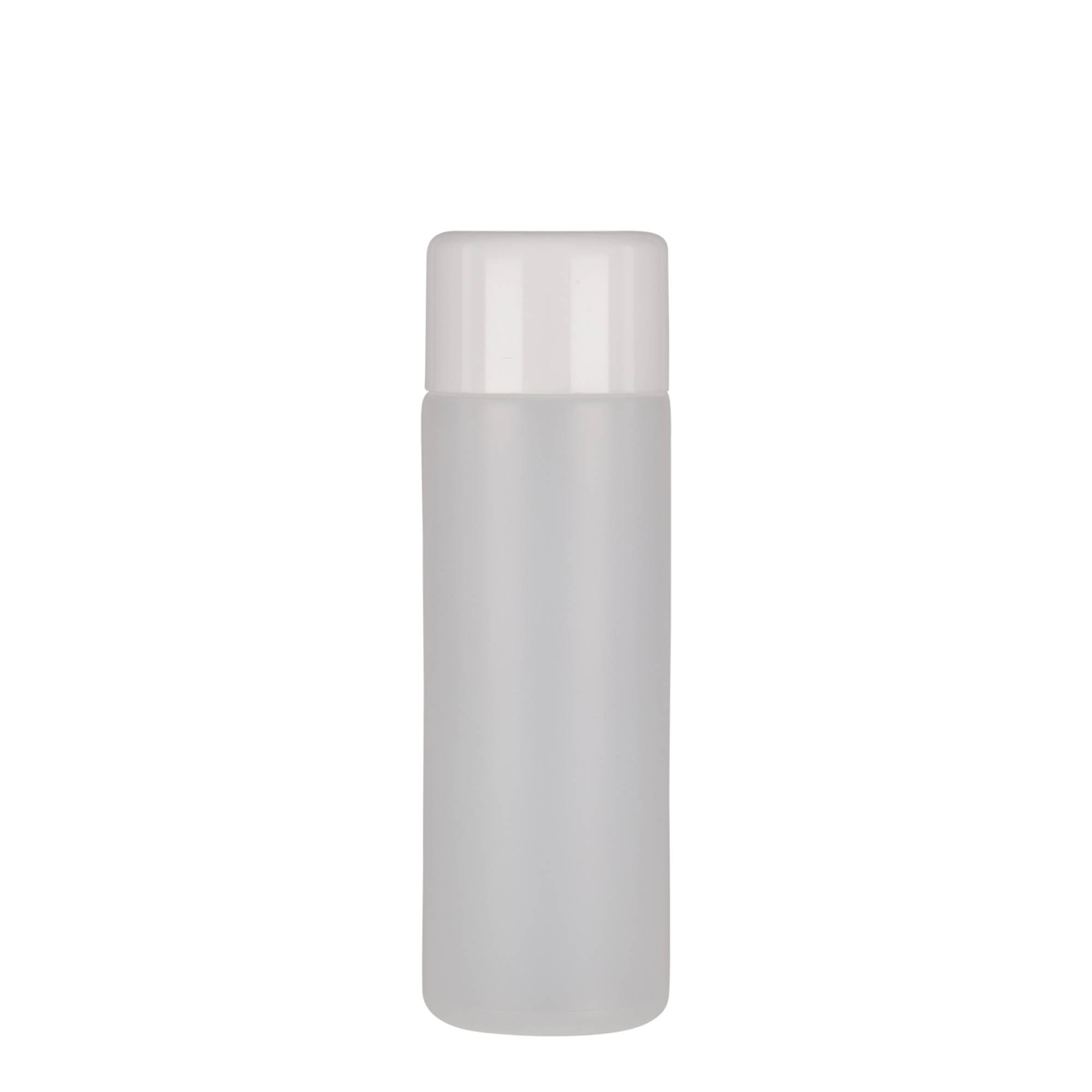 200 ml rund flaska, PE-plast, natur, öppning: skruvlock