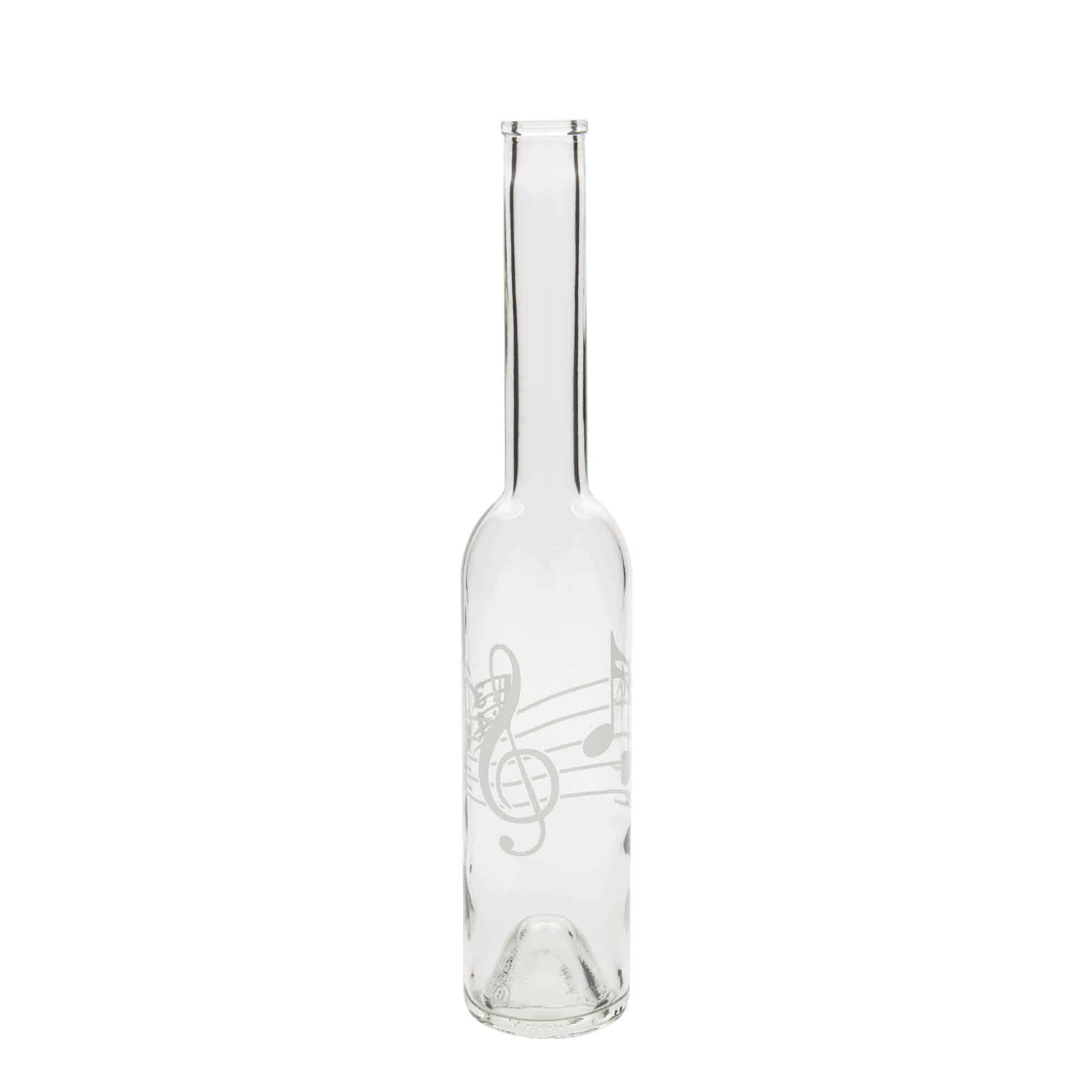 350 ml glasflaska 'Opera', motiv: Musiknoter, mynning: kork 350 ml glasflaska 'Opera', motiv: Musiknoter, mynning: kork