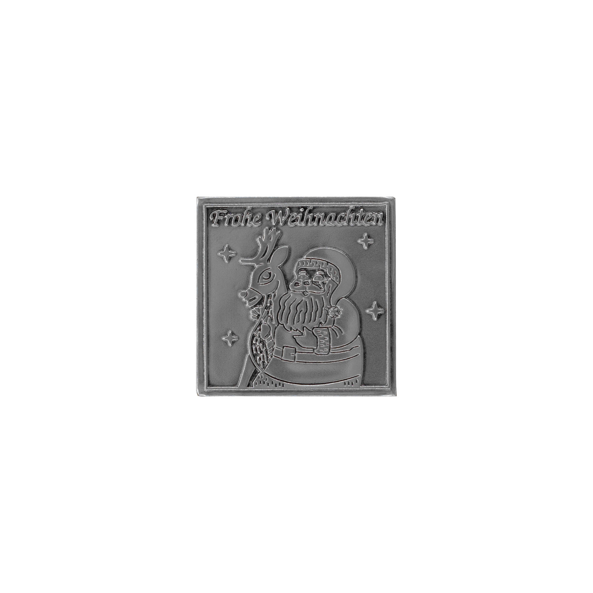 Tennetikett 'God Jul', kvadratisk, metall, silver Tennetikett 'God Jul', kvadratisk, metall, silver