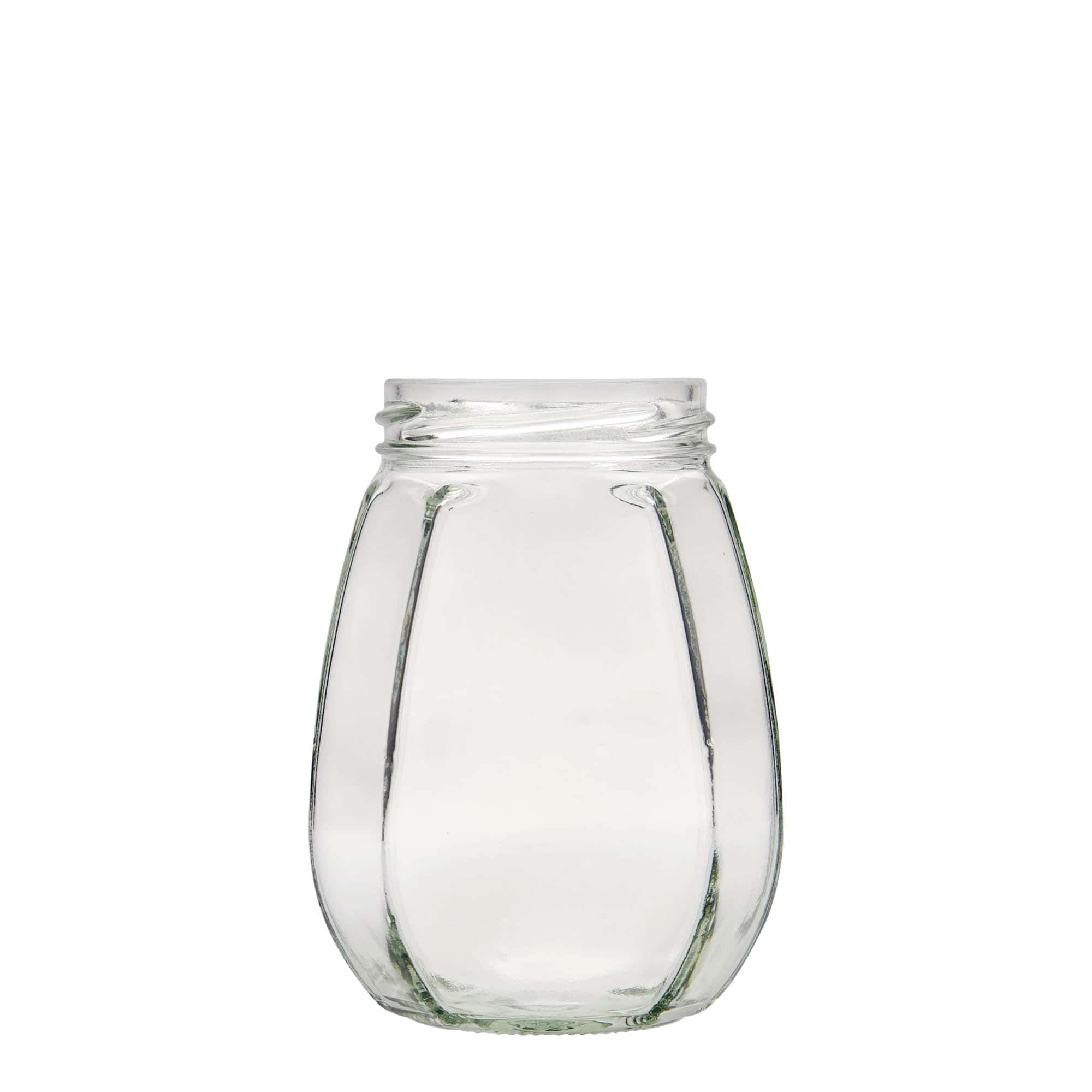 385 ml dekorglas, sexkantig, mynning: twist off (TO 63) 385 ml dekorglas, sexkantig, mynning: twist off (TO 63)