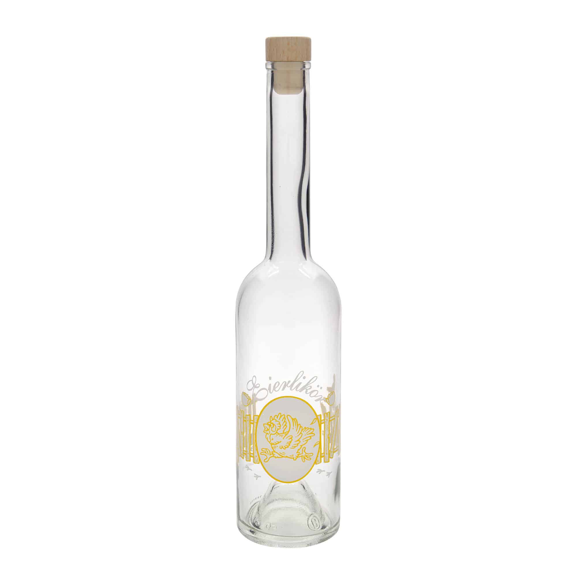 500 ml glasflaska 'Opera', motiv: Ägglikör, mynning: kork