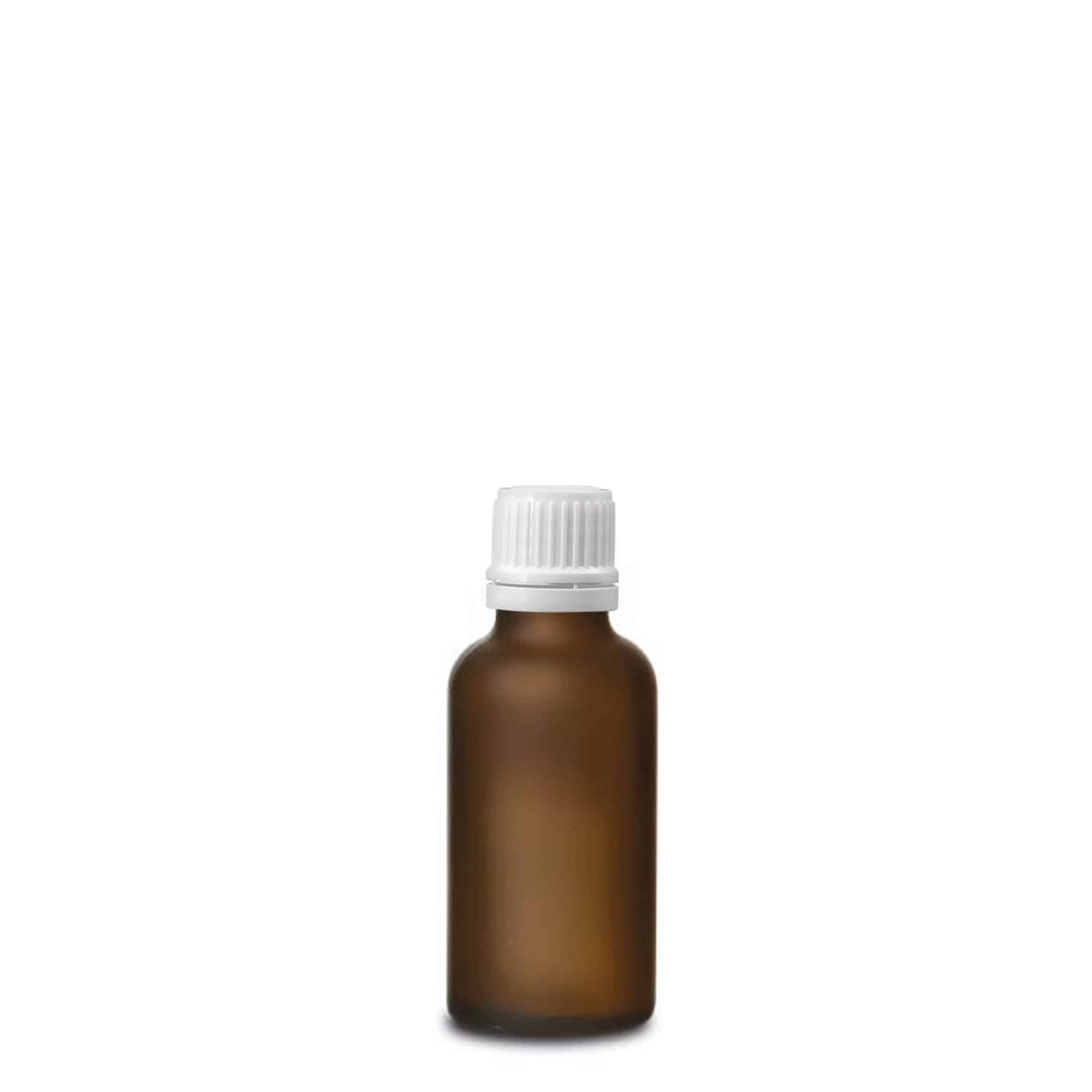30ml medicinflaska, glas, brun frostad, mynning: DIN 18
