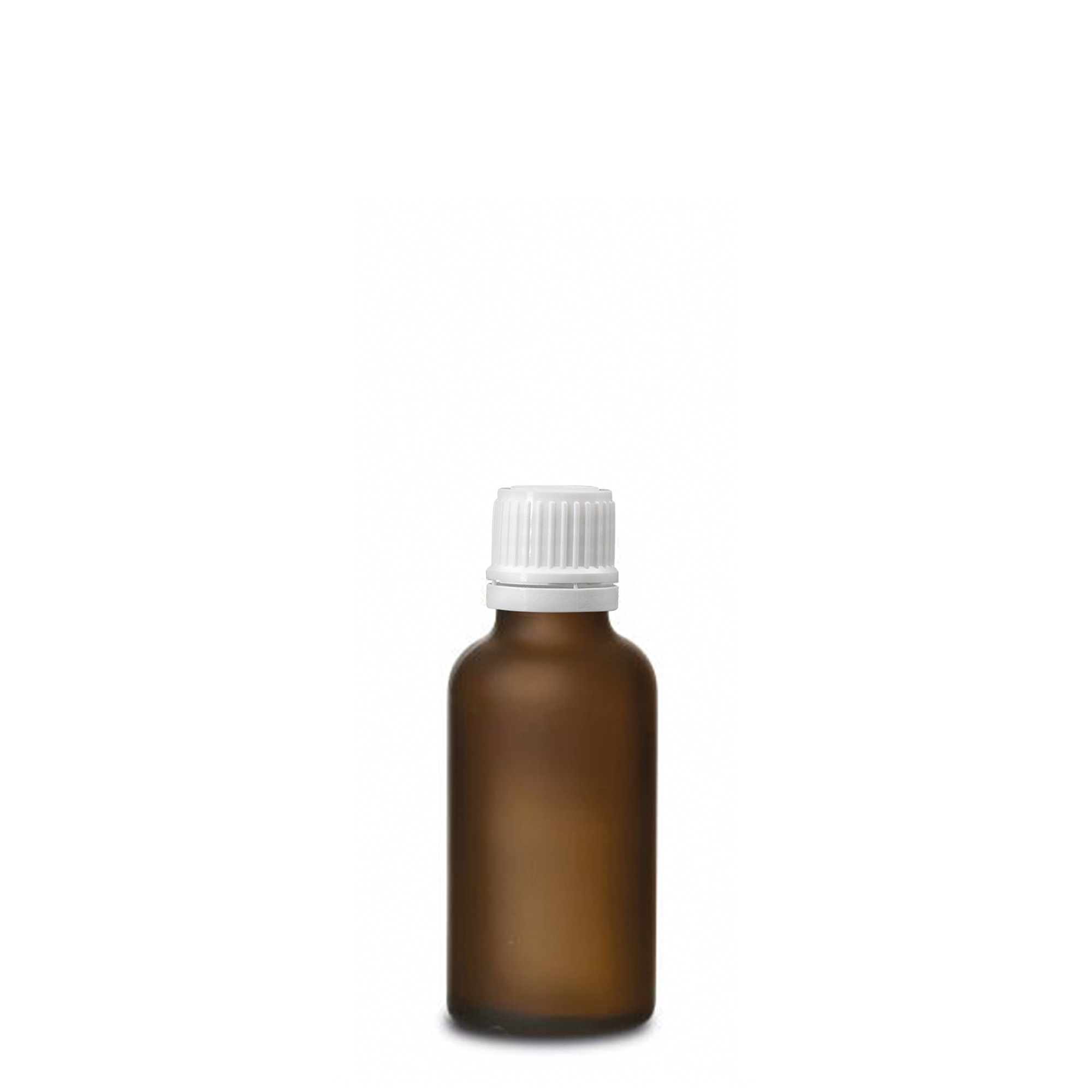 30 ml medicinflaska, glas, brun frostad, mynning: DIN 18 30 ml medicinflaska, glas, brun frostad, mynning: DIN 18