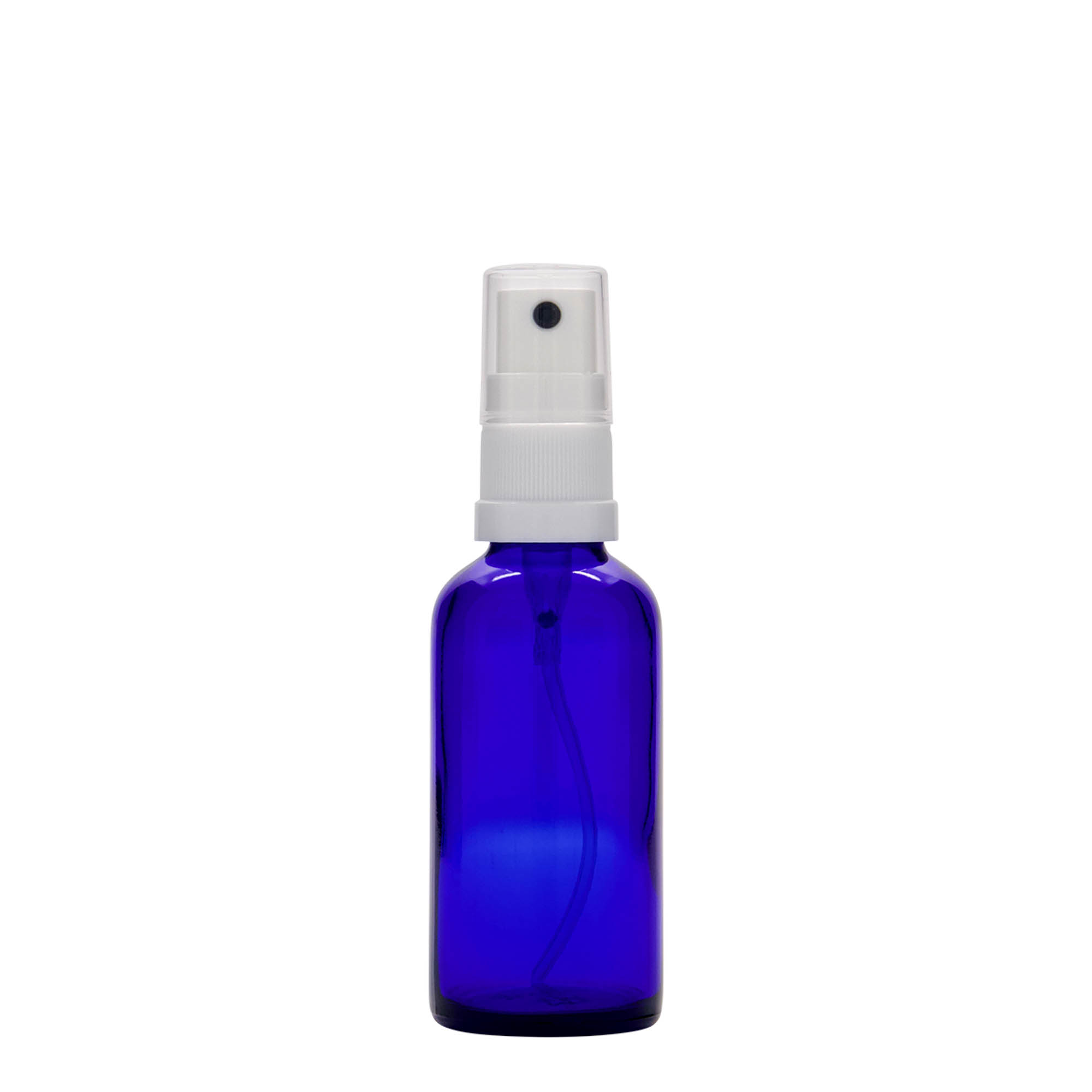 50 ml sprayflaska medicin, glas, kungblå, öppning: DIN 18