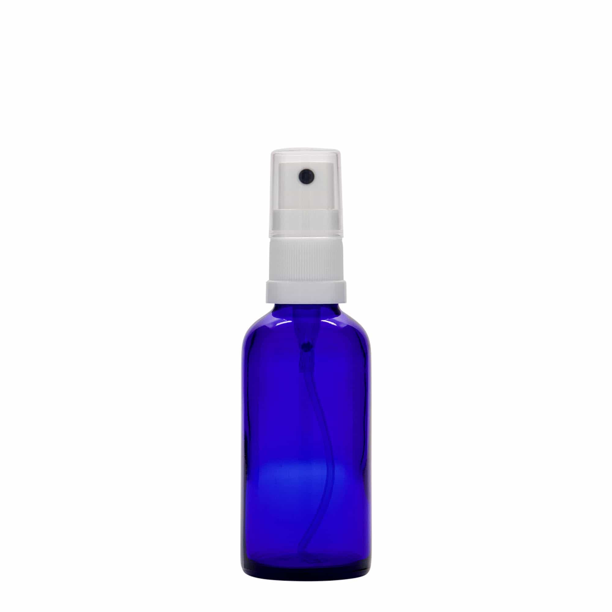 50 ml sprayflaska medicin, glas, kungblå, öppning: DIN 18