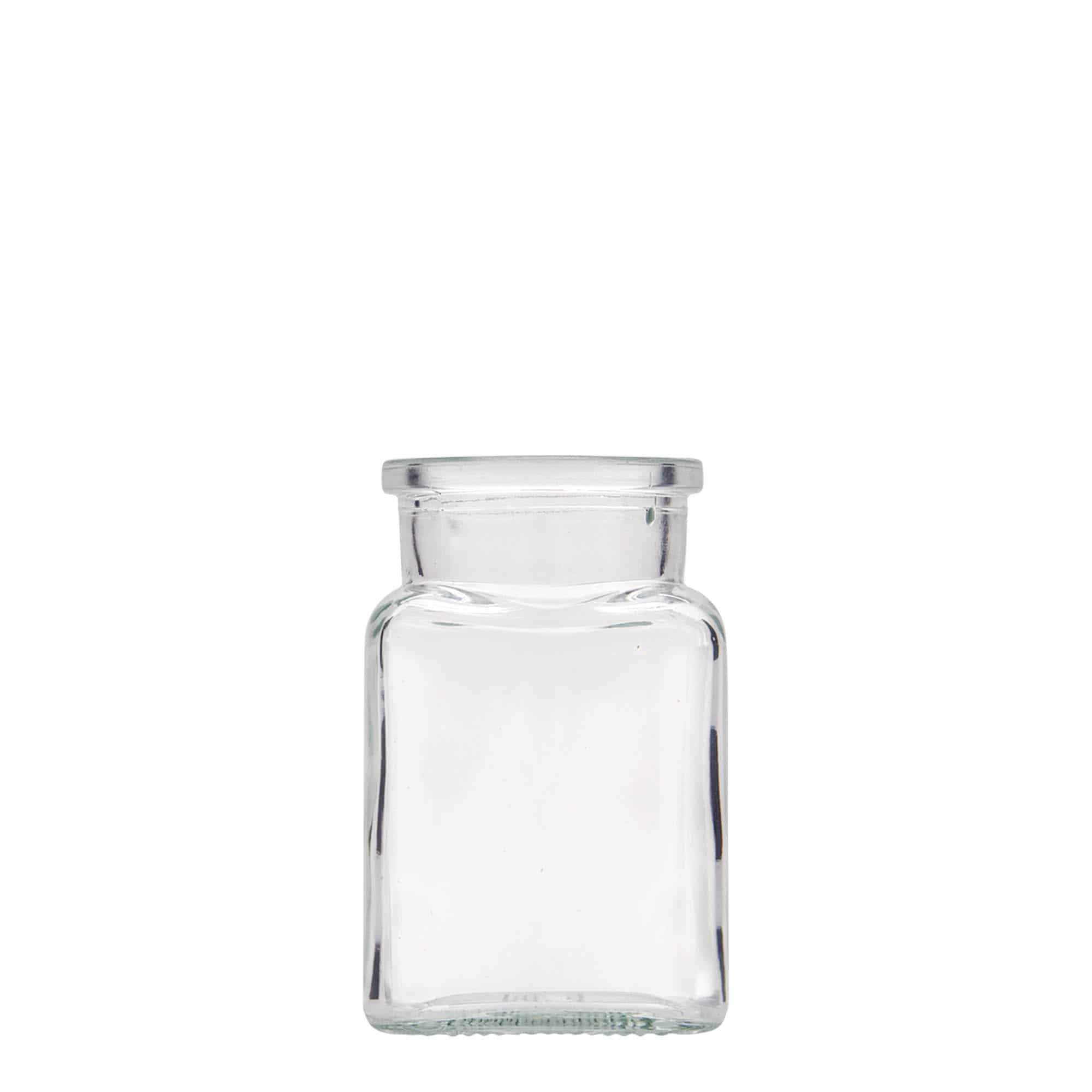 150 ml glasburk med korklock, kvadratisk, mynning: kork 150 ml glasburk med korklock, kvadratisk, mynning: kork