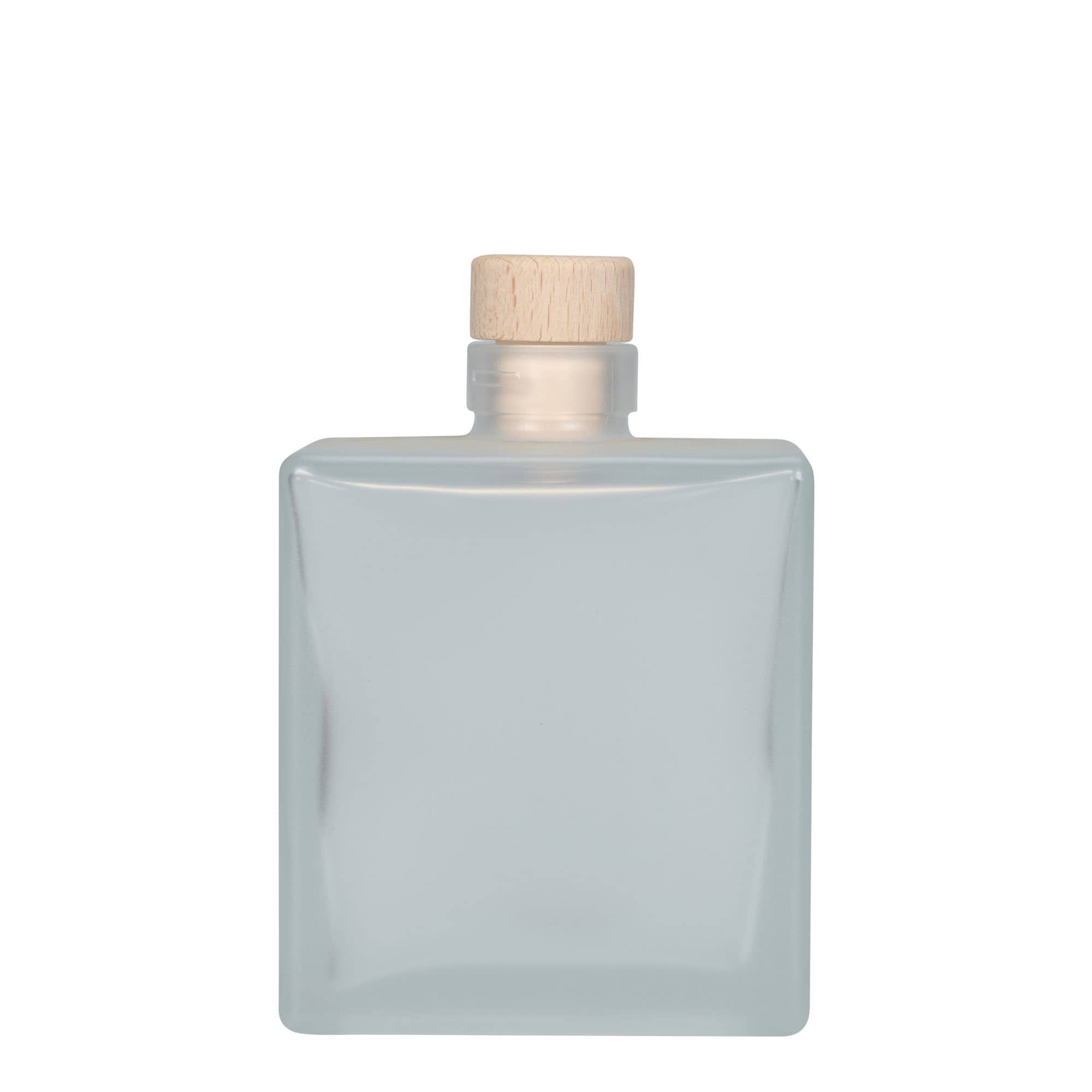 500 ml glasflaska 'Cube', kvadratisk, frostad, mynning: kork