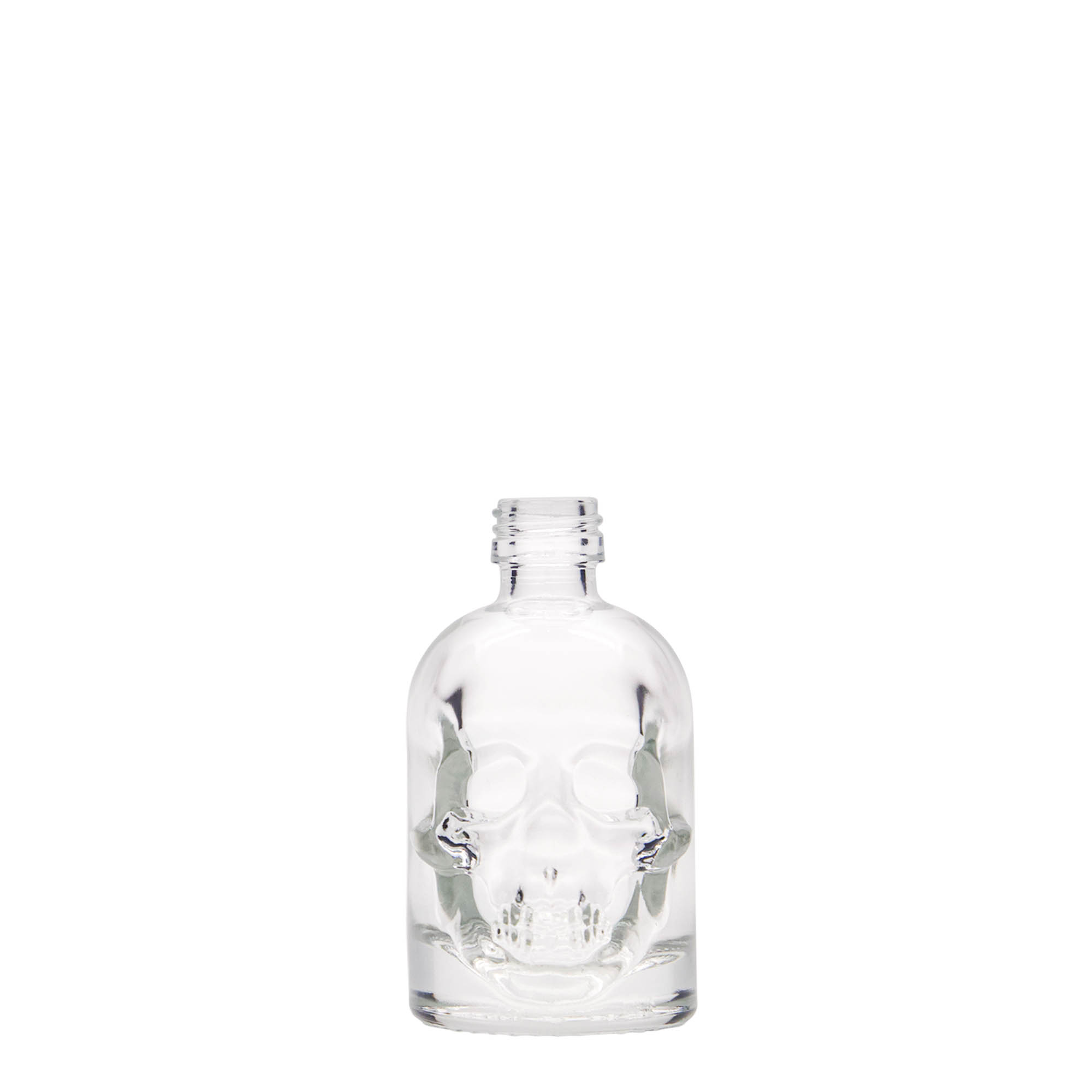50 ml glasflaska 'Dödskalle', öppning: PP 18 50 ml glasflaska 'Dödskalle', öppning: PP 18