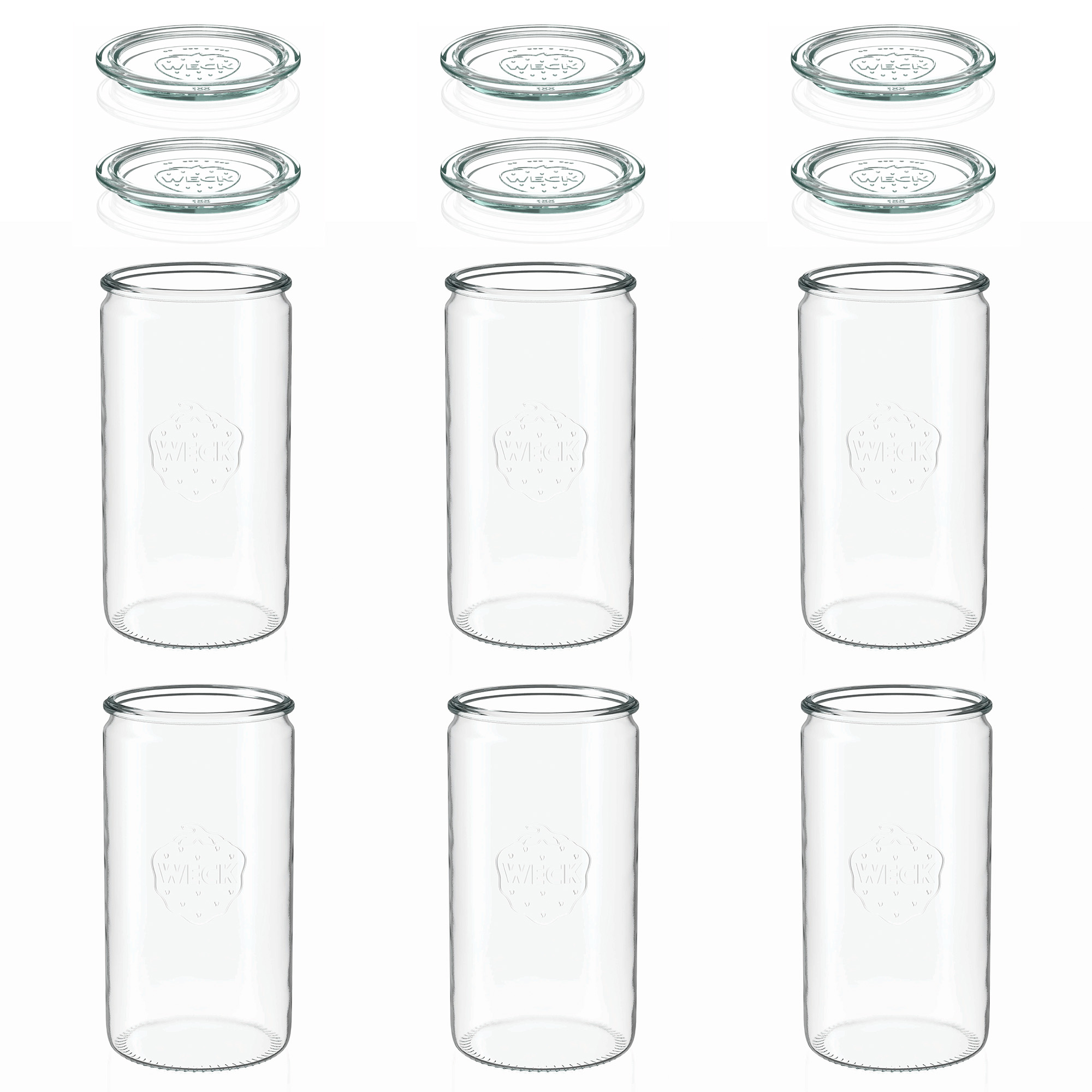 6x 1575 ml WECK-cylinderglas med glaslock RR 100