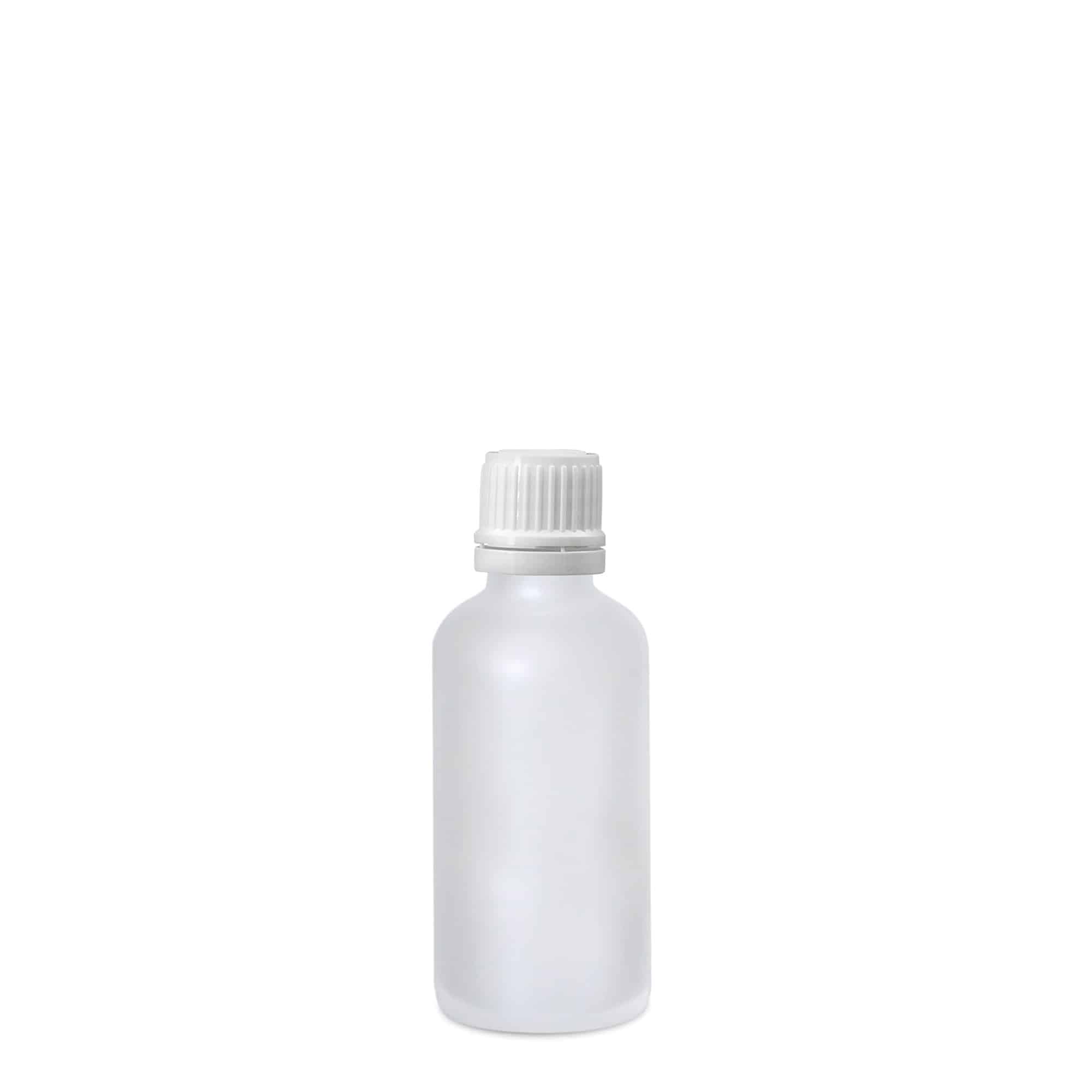 50 ml medicinflaska, glas, frostad, mynning: DIN 18