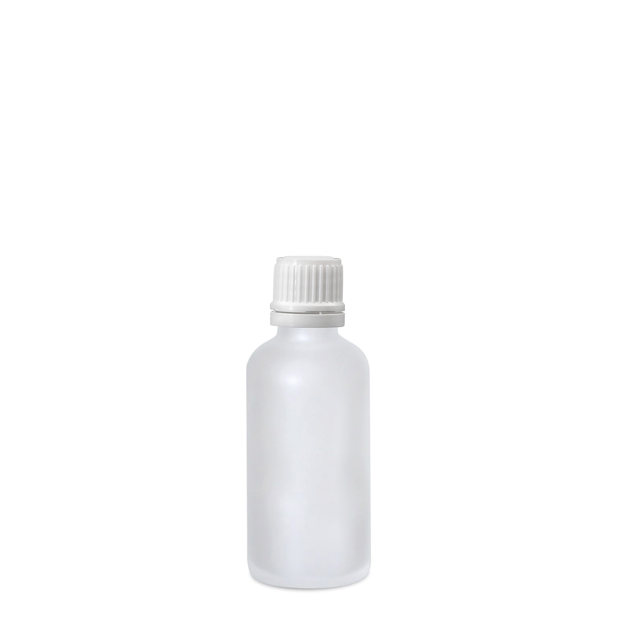 50 ml medicinflaska, glas, frostad, mynning: DIN 18