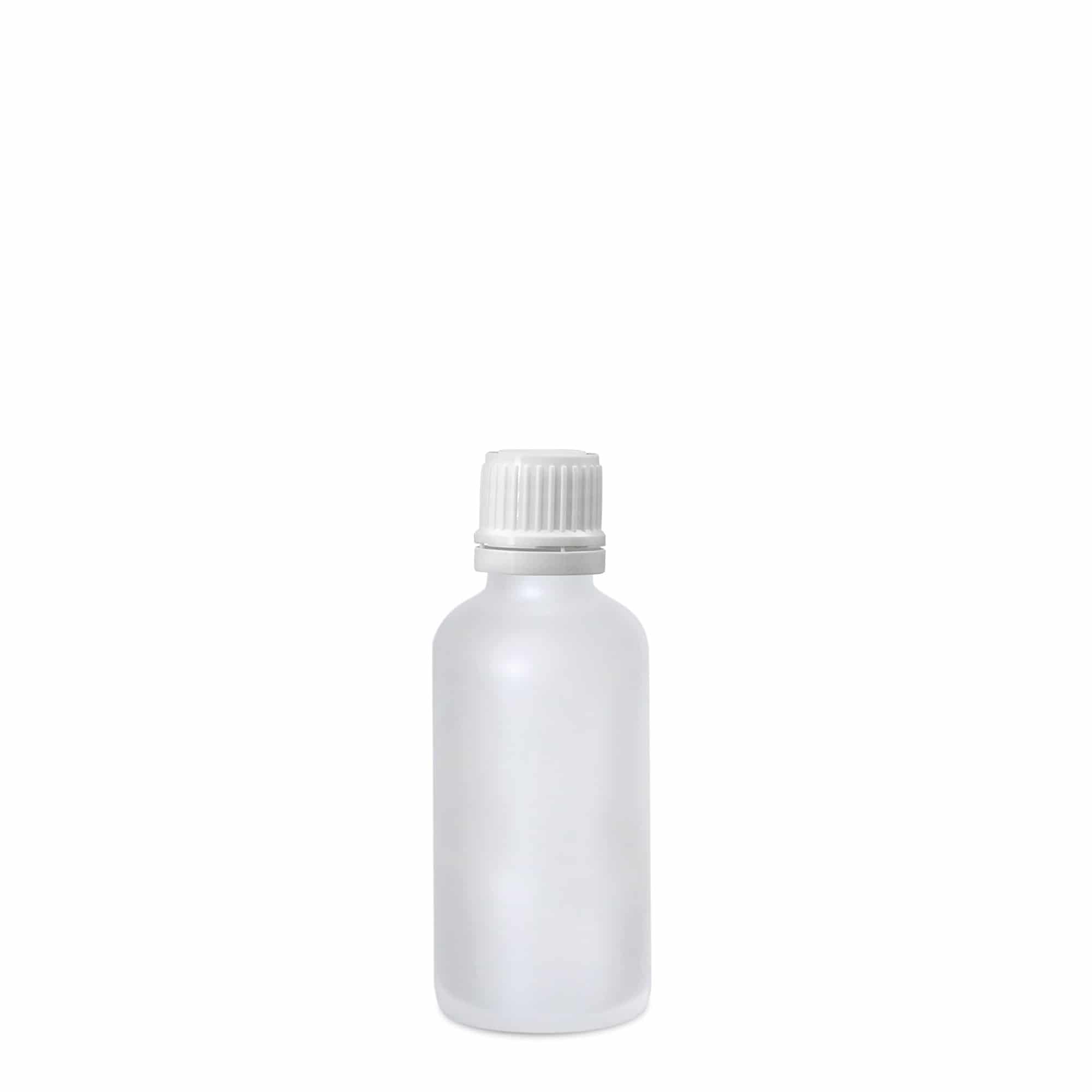50 ml medicinflaska, glas, frostad, mynning: DIN 18