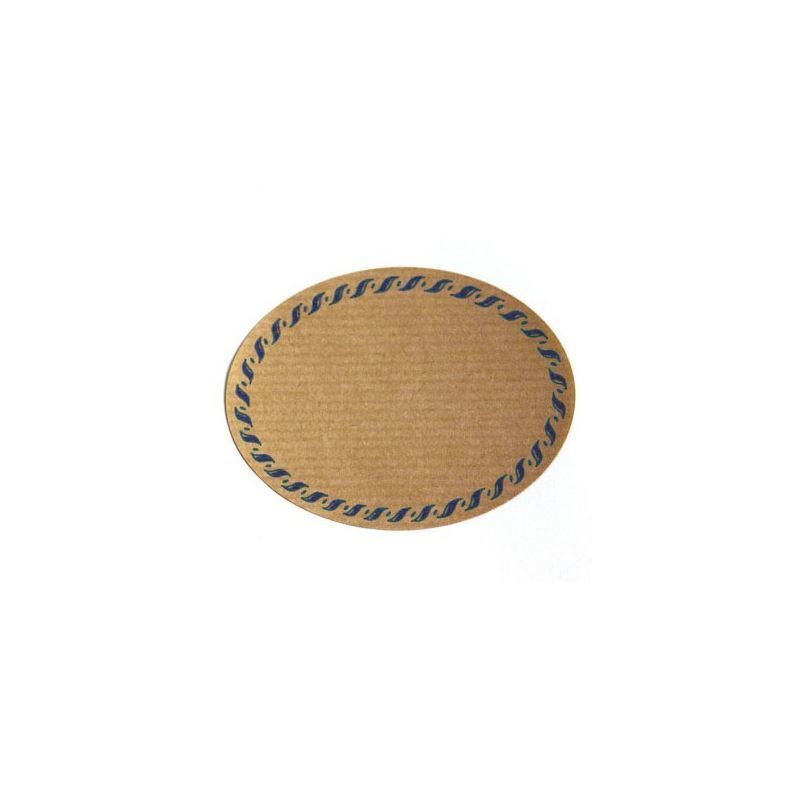 Naturetikett 'Kordelrand', oval, papper, blå-brun Naturetikett 'Kordelrand', oval, papper, blå-brun