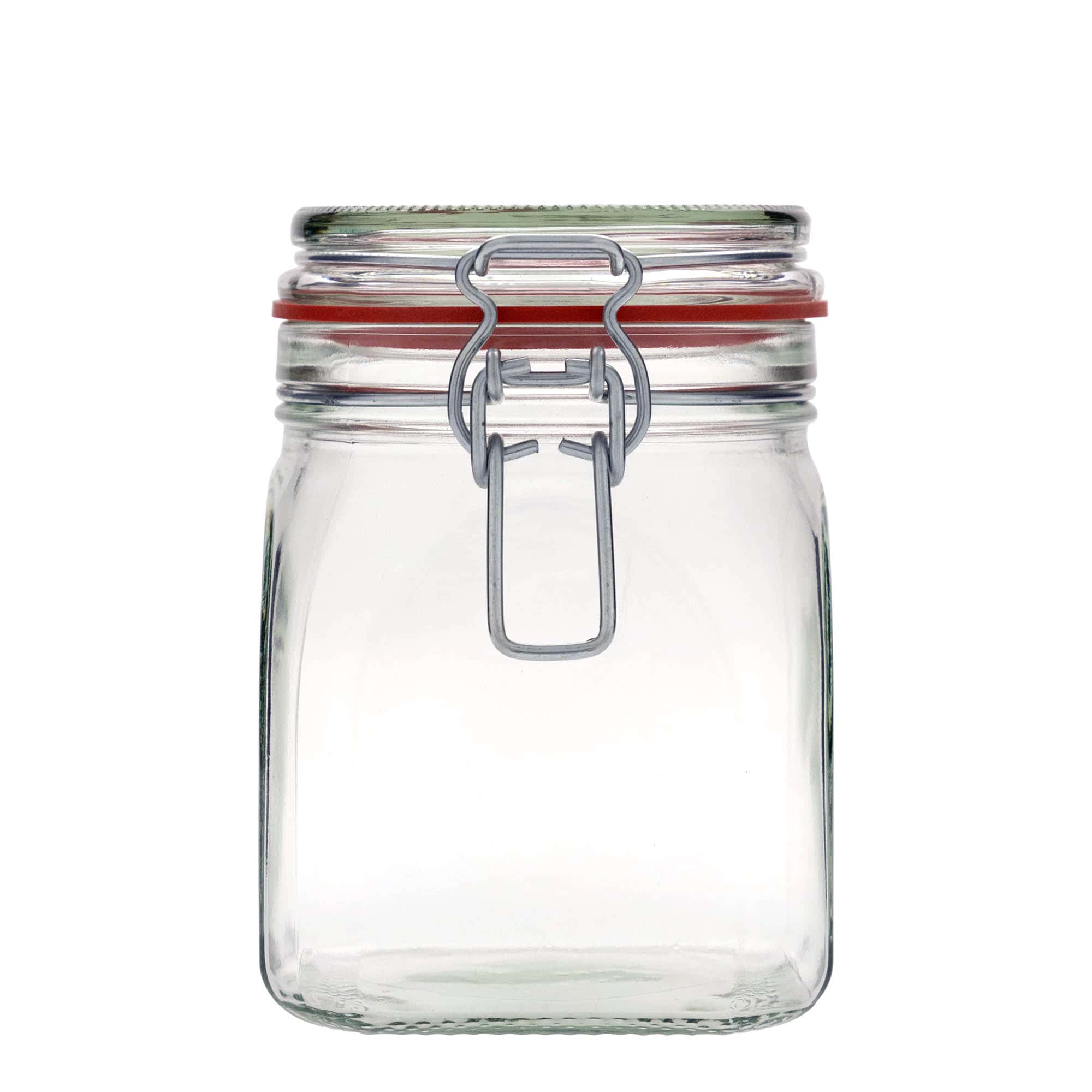 900 ml patentburk, kvadratisk, mynning: trådbygellock 900 ml patentburk, kvadratisk, mynning: trådbygellock