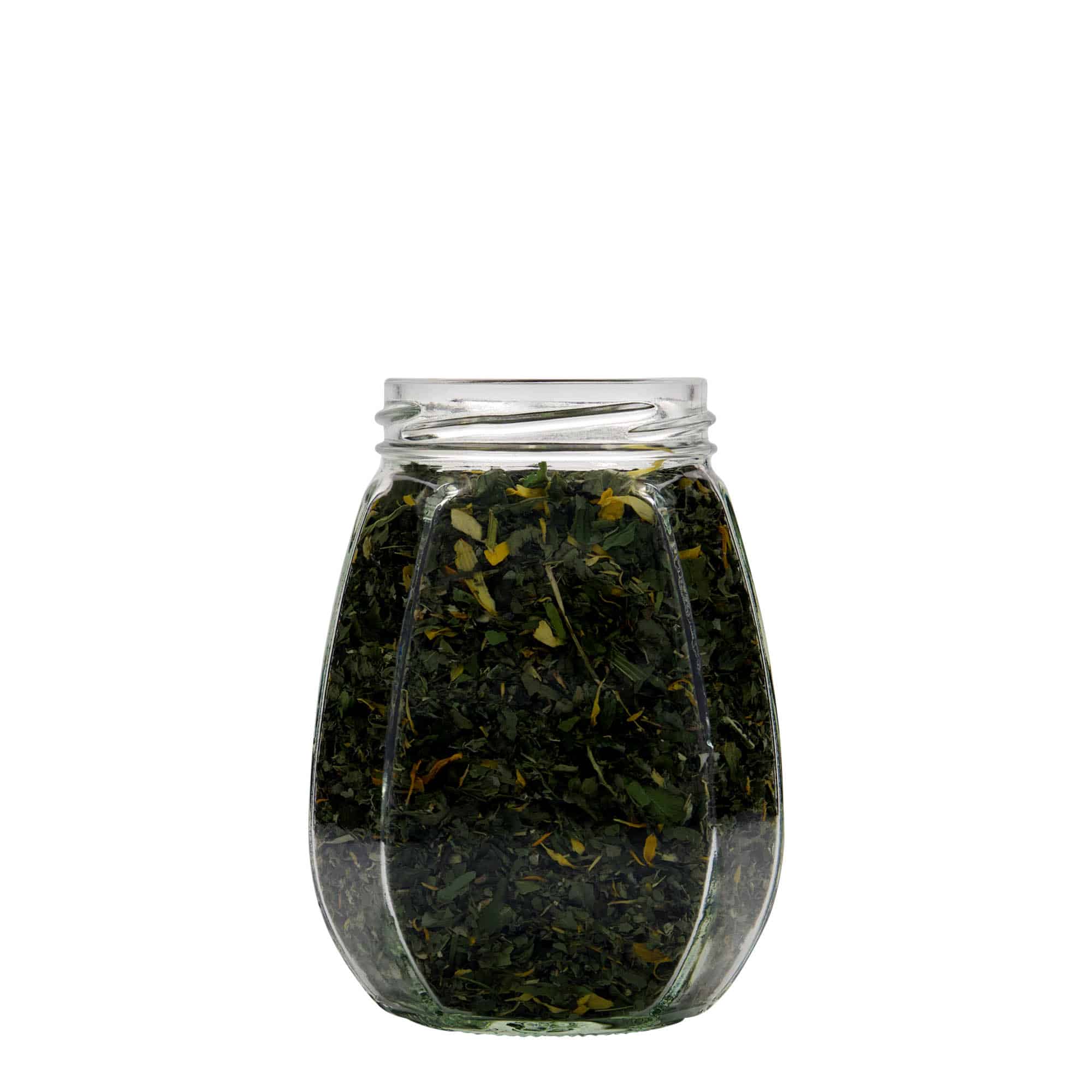 385 ml dekorglas, sexkantig, mynning: twist off (TO 63)