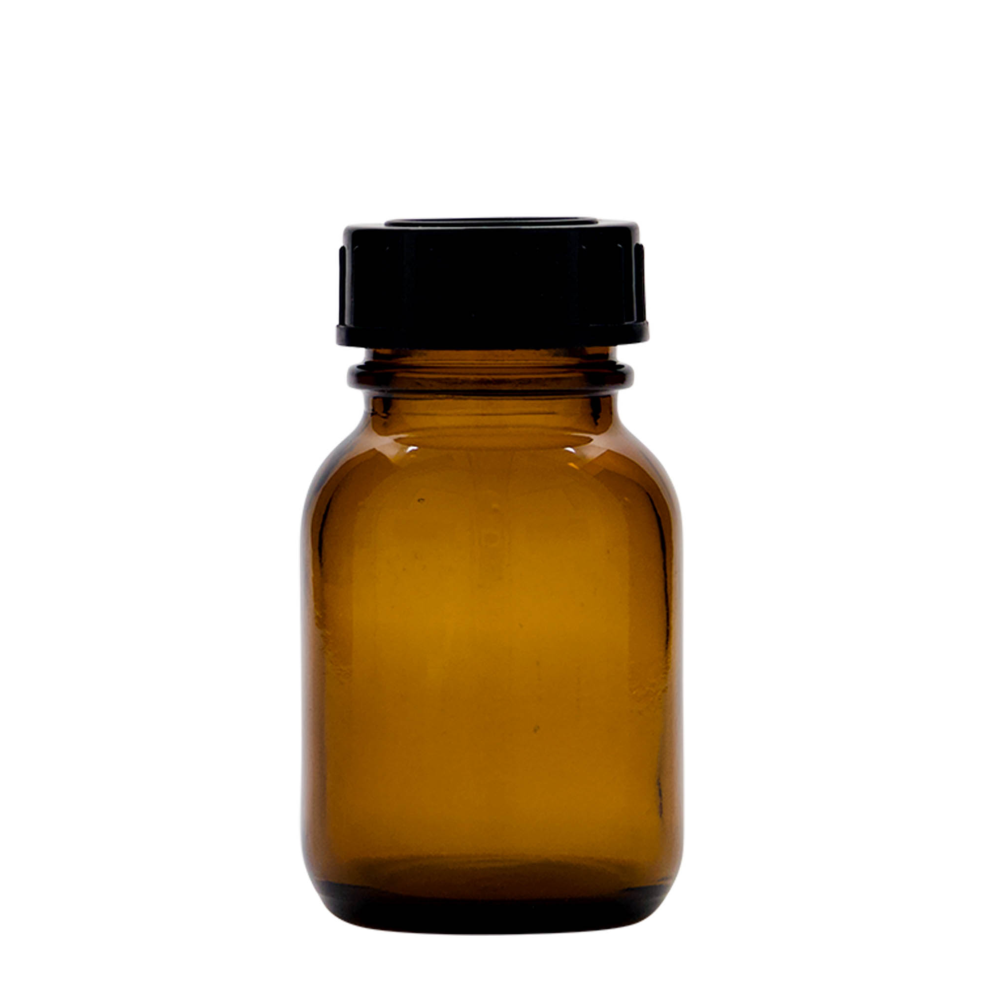 50 ml vid hals glas, brunt, öppning: DIN 32