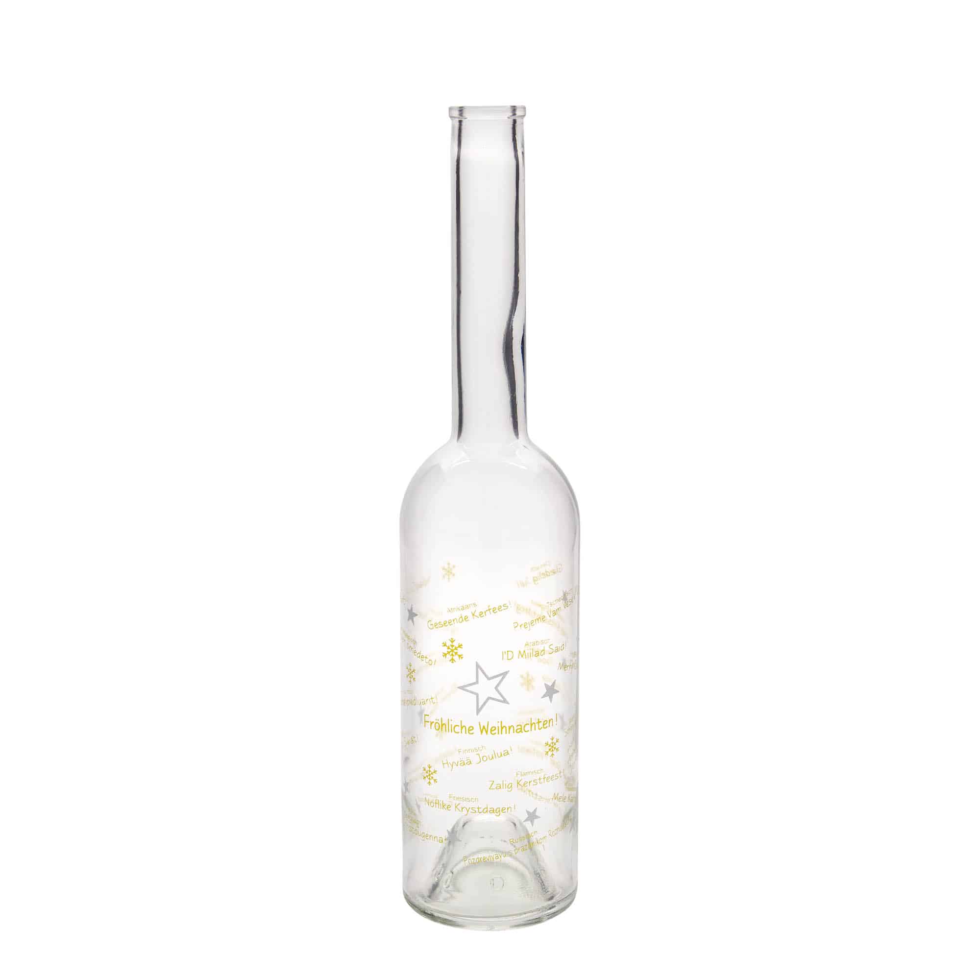 500 ml glasflaska 'Opera', motiv: Jul världen runt, mynning: kork