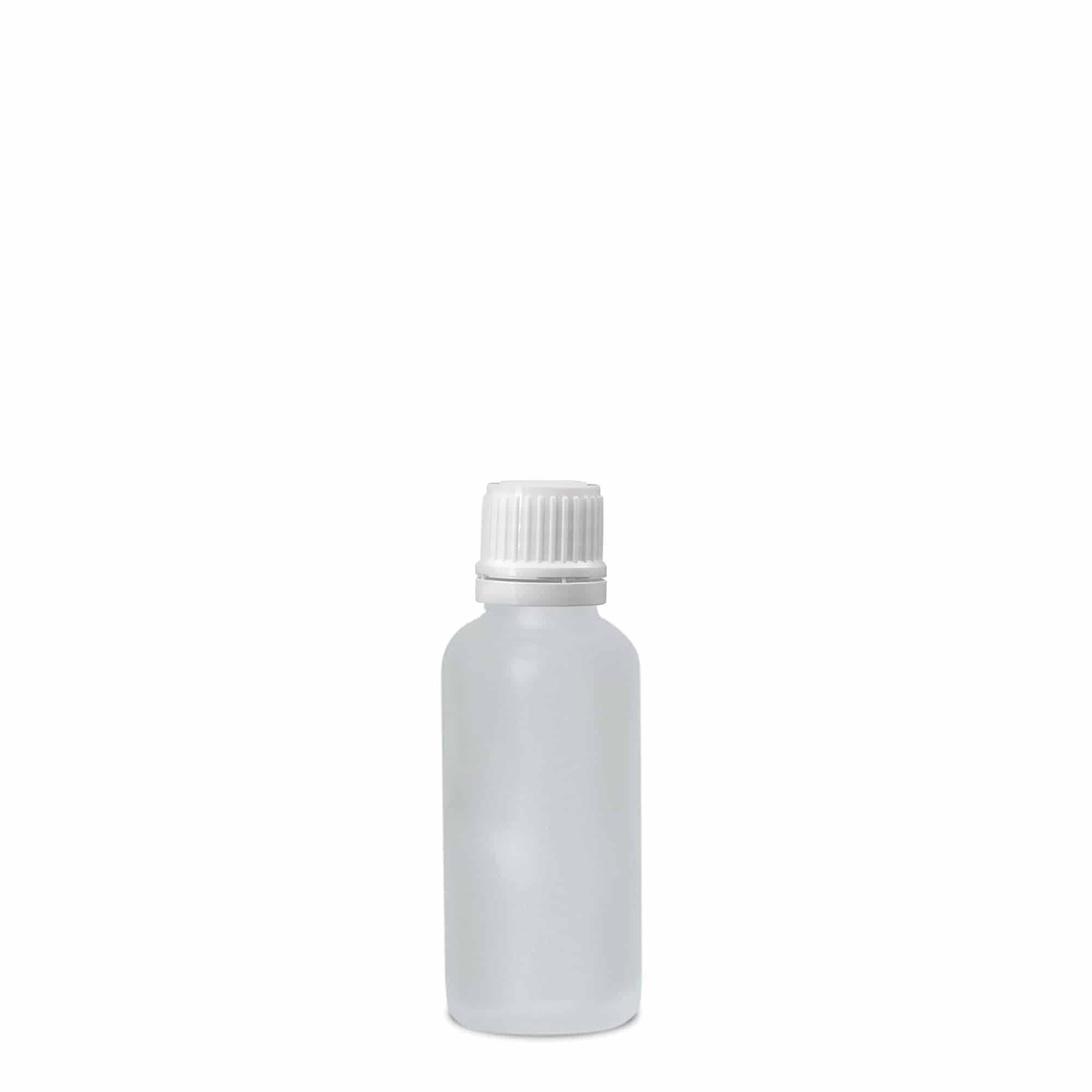 30 ml medicinflaska, glas, frostad, mynning: DIN 18