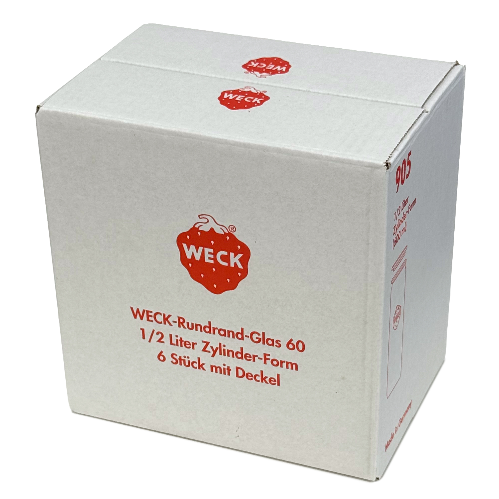 6x 600 ml WECK-cylinderglas med glaslock RR 60