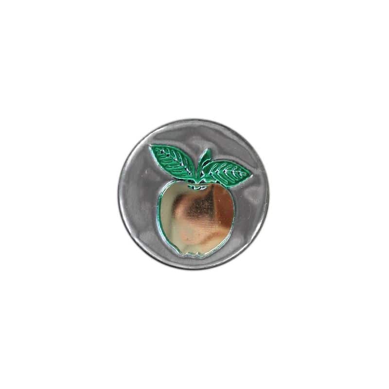 Tennetikett 'Äpple', rund, metall, silver Tennetikett 'Äpple', rund, metall, silver