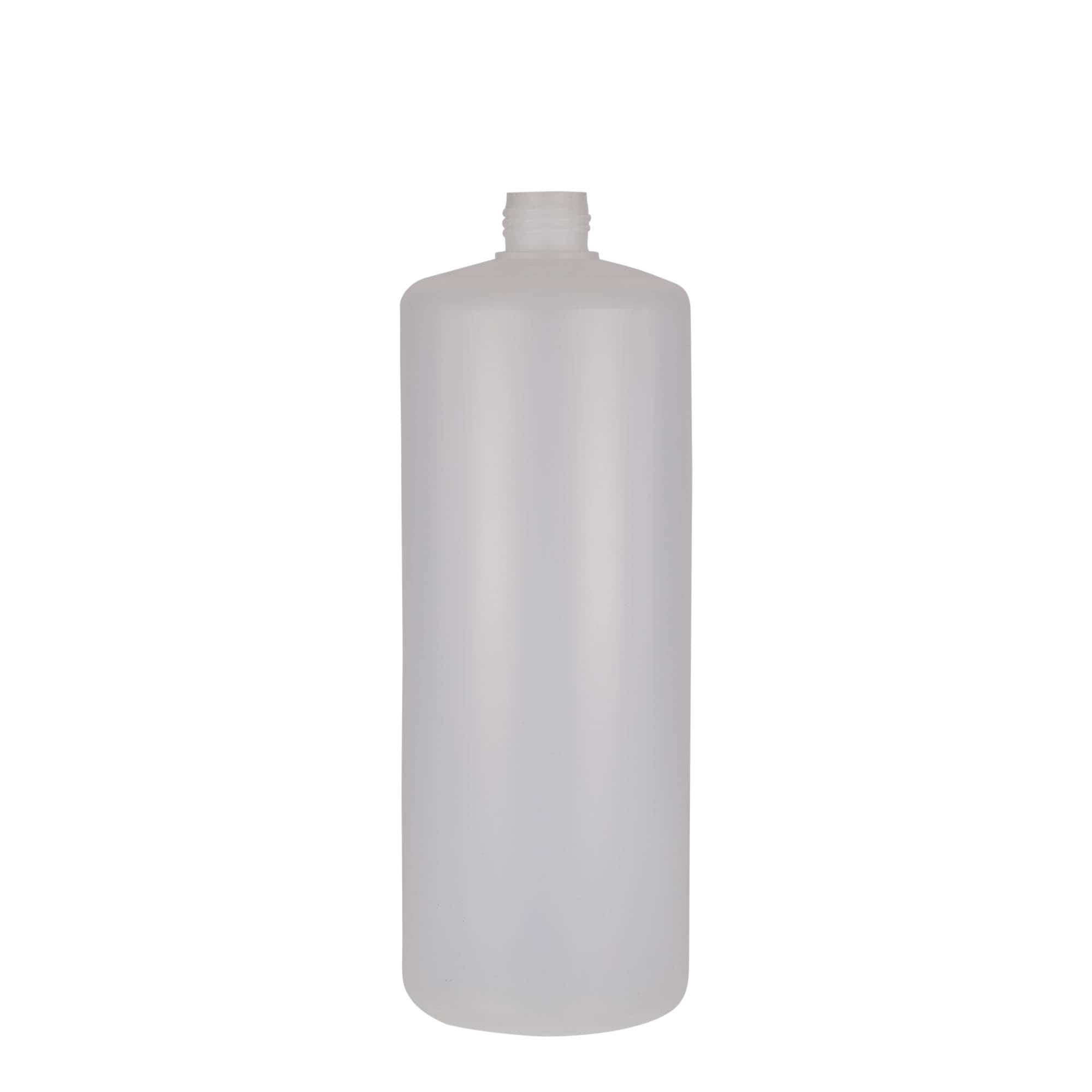 1 000 ml rund flaska, PE-plast, natur, mynning: skruvkapsel 1 000 ml rund flaska, PE-plast, natur, mynning: skruvkapsel