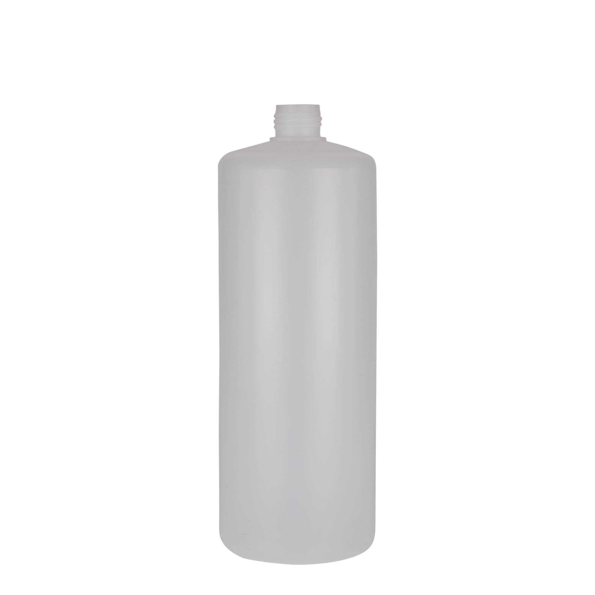 1 000 ml rund flaska, PE-plast, natur, öppning: skruvlock