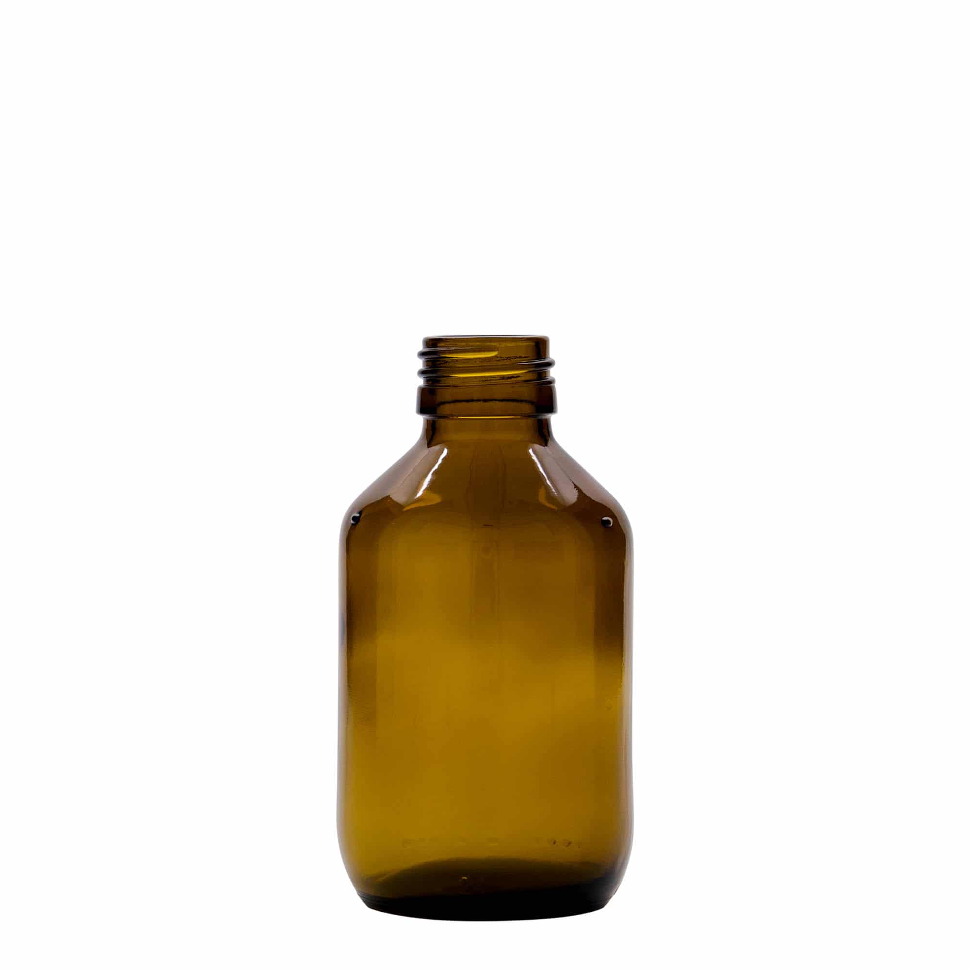 150 ml medicinflaska, brun, glas, mynning: PP 28 150 ml medicinflaska, brun, glas, mynning: PP 28