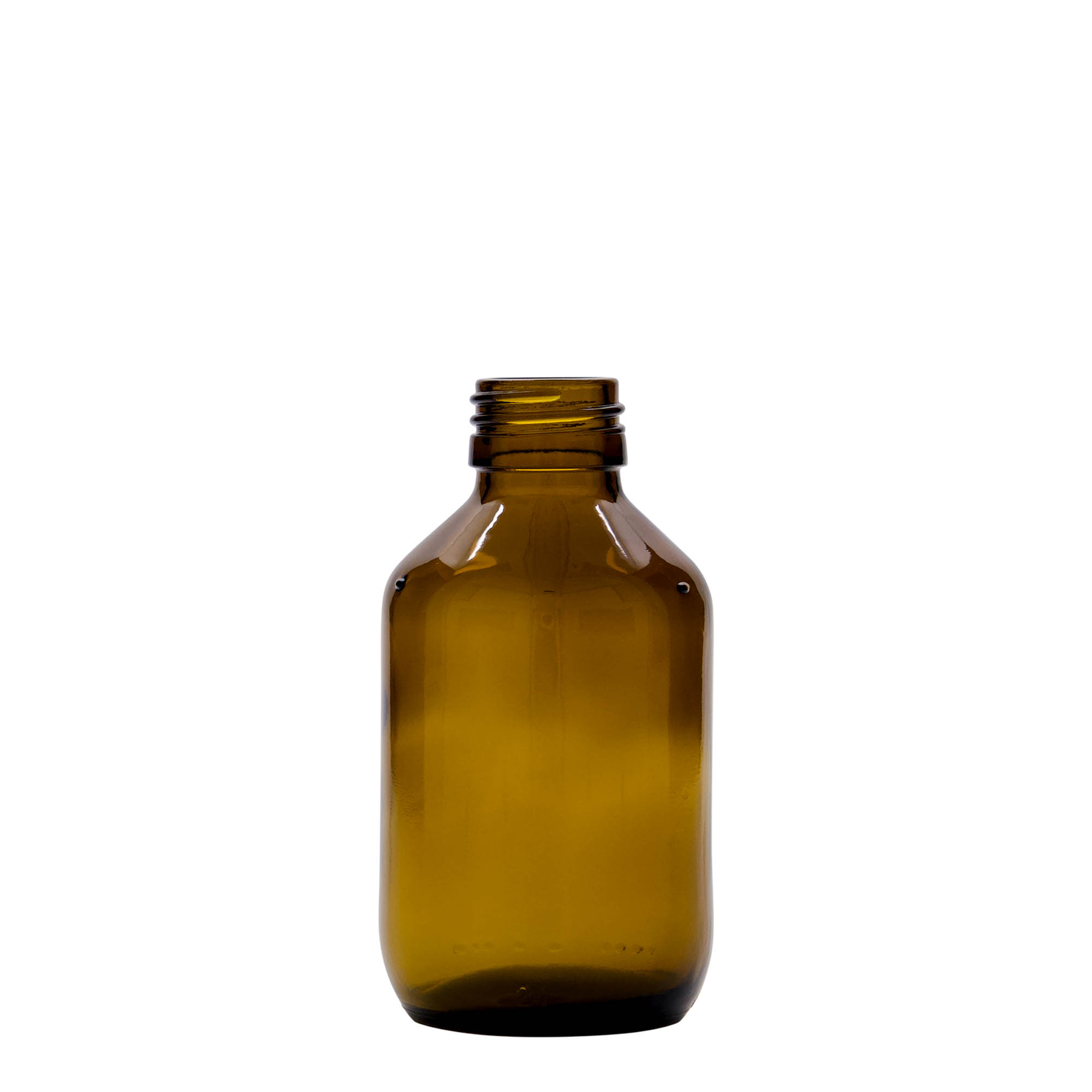 150 ml medicinflaska, brun, glas, mynning: PP 28