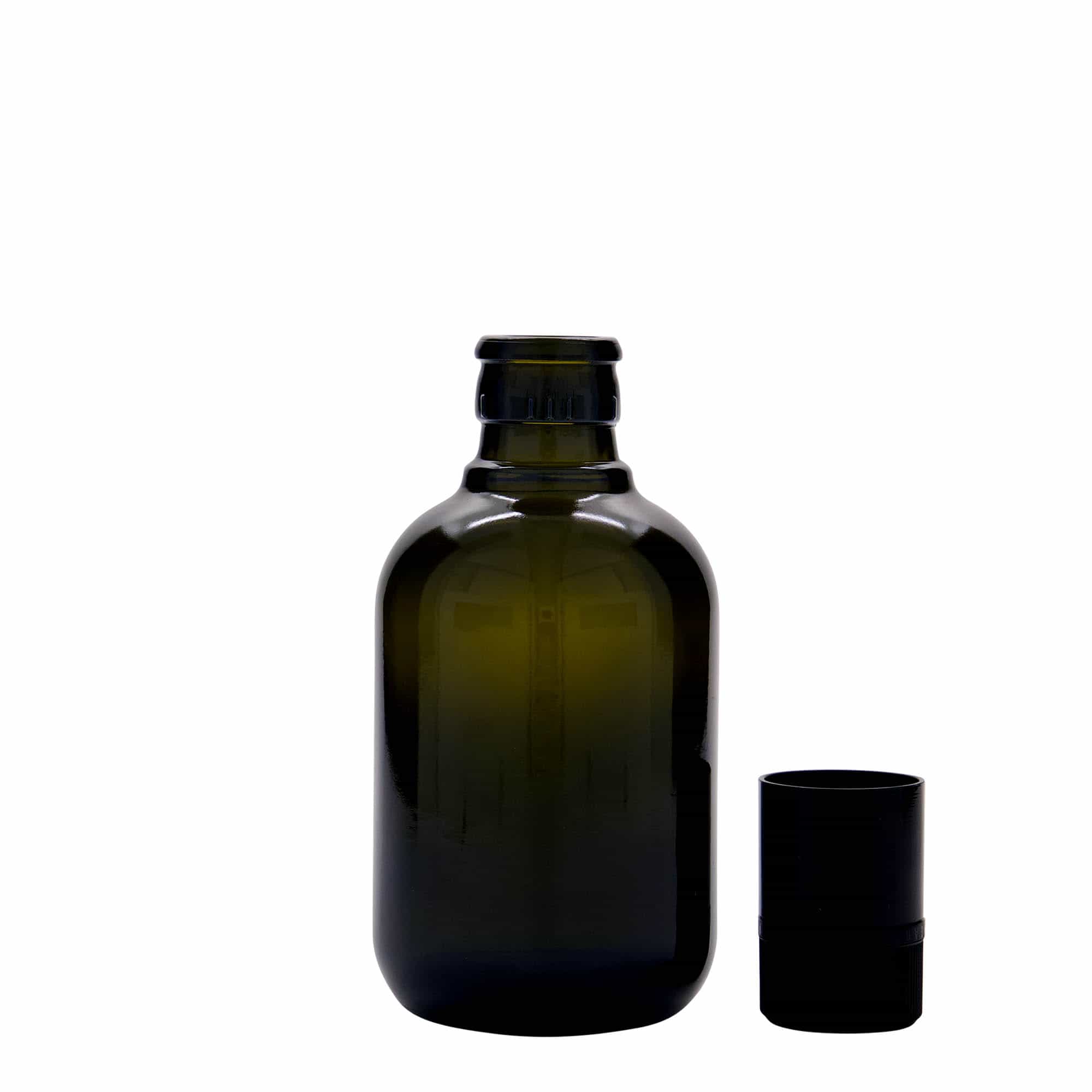 250 ml vinäger-/oljeflaska 'Biolio', glas, antikgrön, mynning: DOP