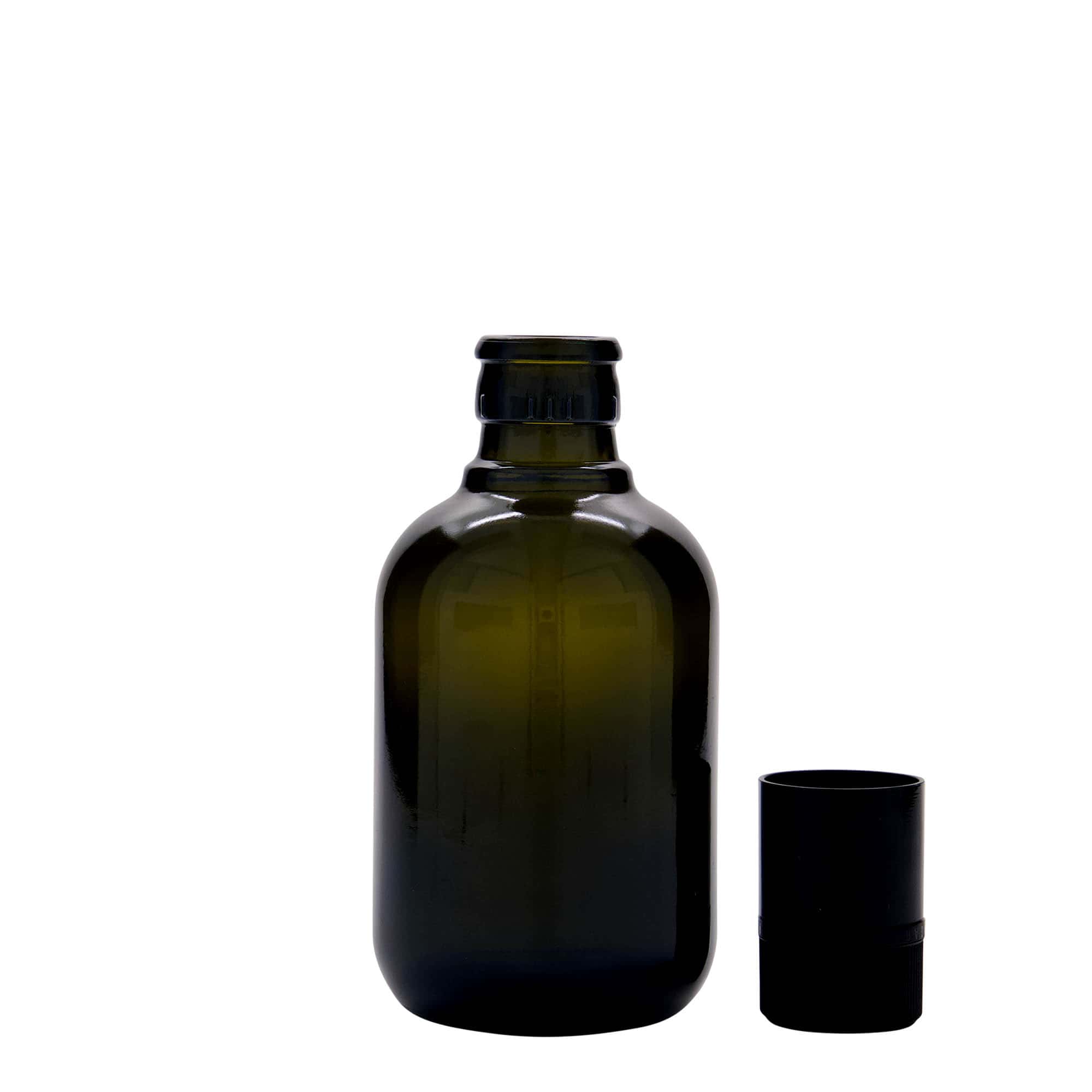 250 ml vinäger-/oljeflaska 'Biolio', glas, antikgrön, mynning: DOP