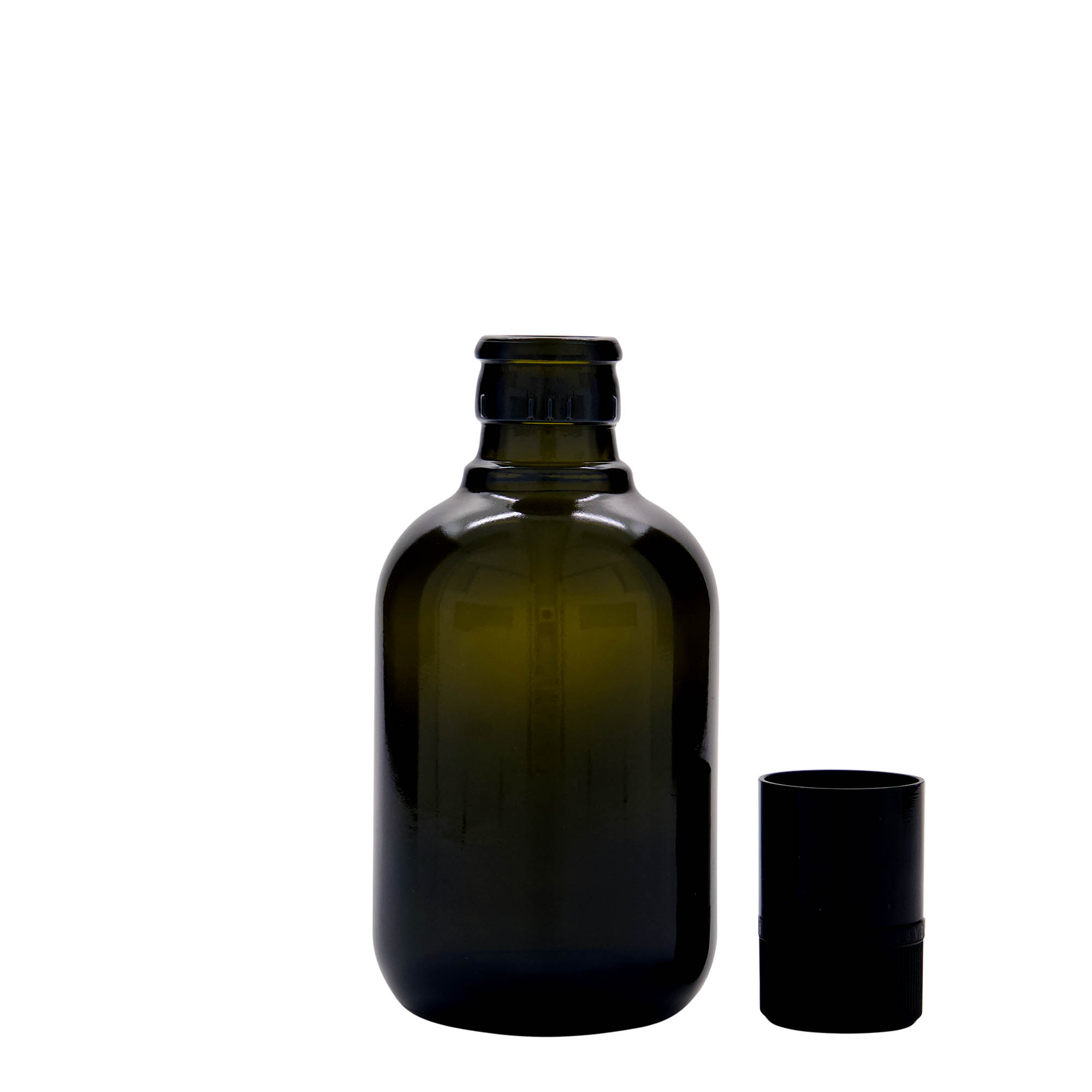 250 ml vinäger-/oljeflaska 'Biolio', glas, antikgrön, mynning: DOP