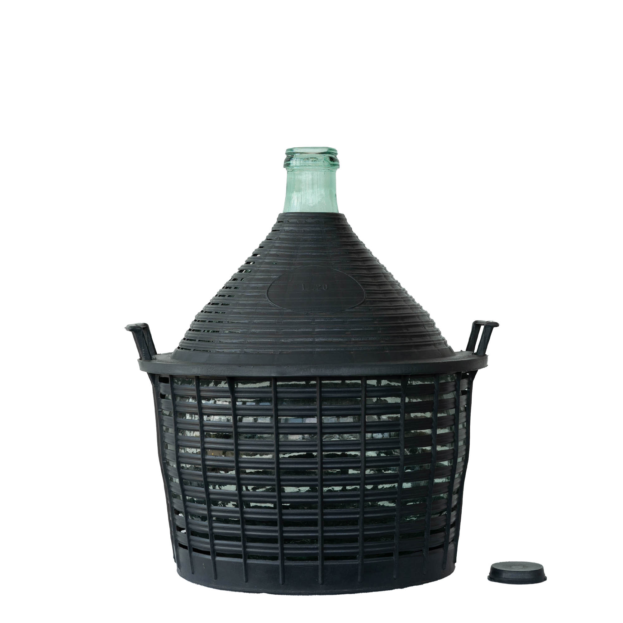 20 l ballongflaska med smal hals, glas, mynning: påhängslock 20 l ballongflaska med smal hals, glas, mynning: påhängslock