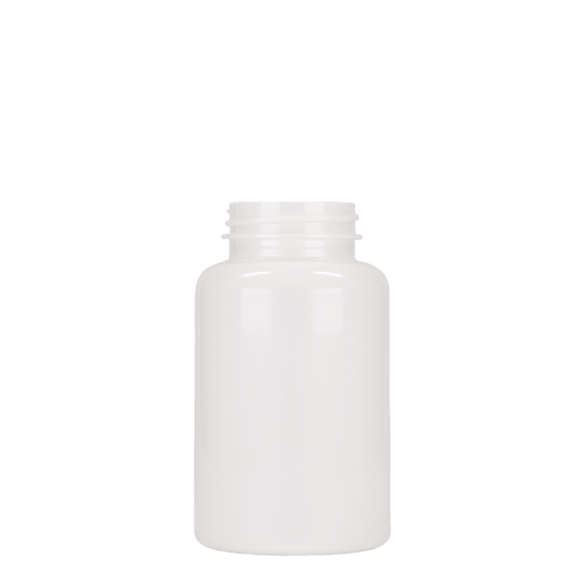 250 ml PET-packer, plast, vit, mynning: 45/400