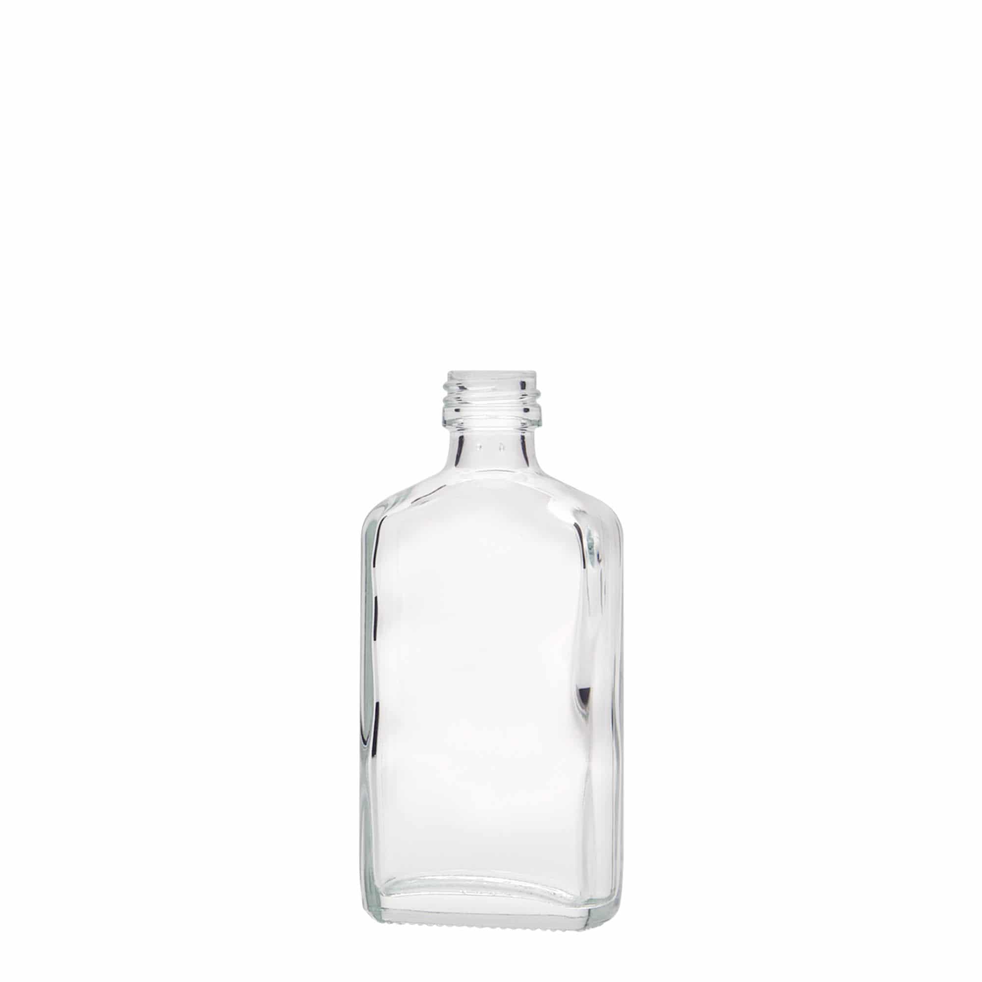 50 ml fickflaska, rektangulär, glas, mynning: PP 18