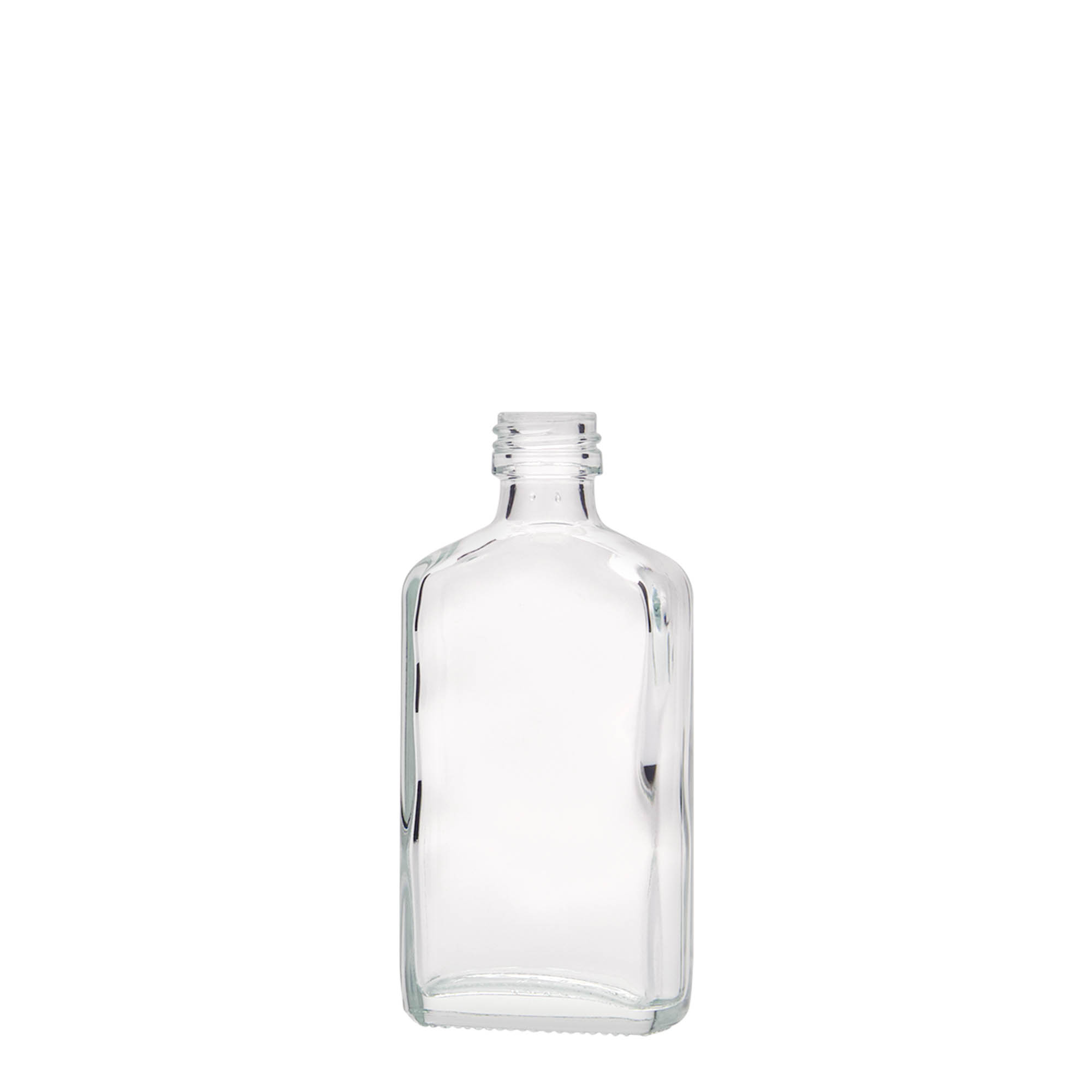 50 ml fickflaska, rektangulär, glas, mynning: PP 18 50 ml fickflaska, rektangulär, glas, mynning: PP 18