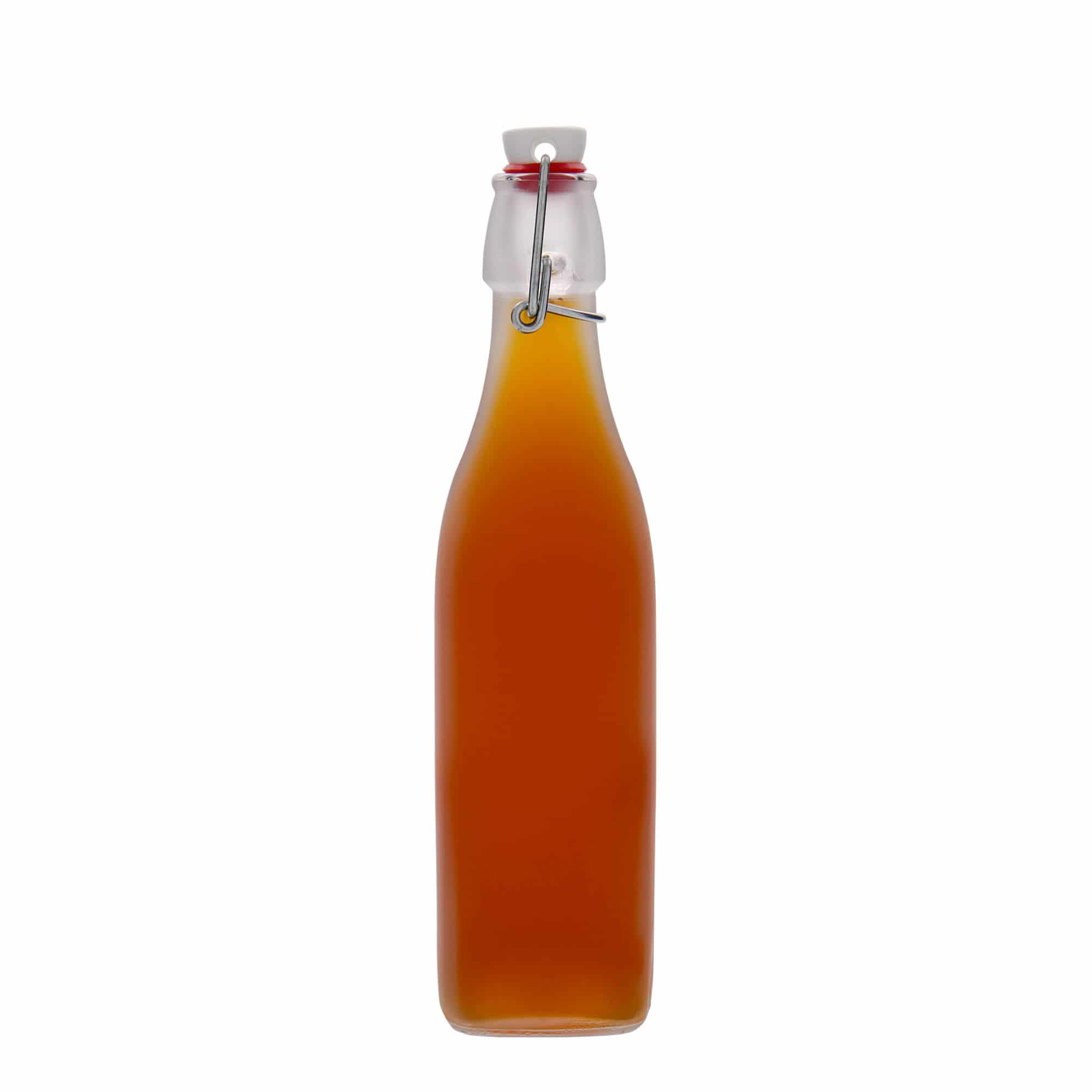 500 ml glasflaska 'Swing, kvadratisk, vit, mynning: bygelstängning'