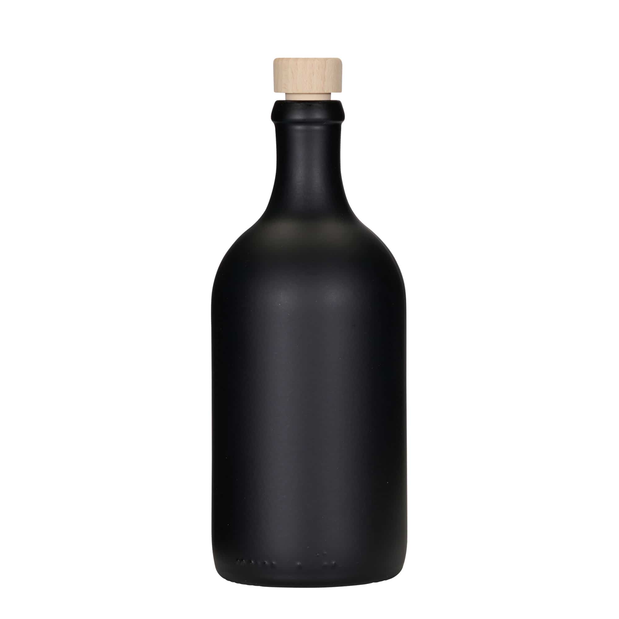 500 ml glasflaska 'Ginevra Leggera', svart, mynning: kork