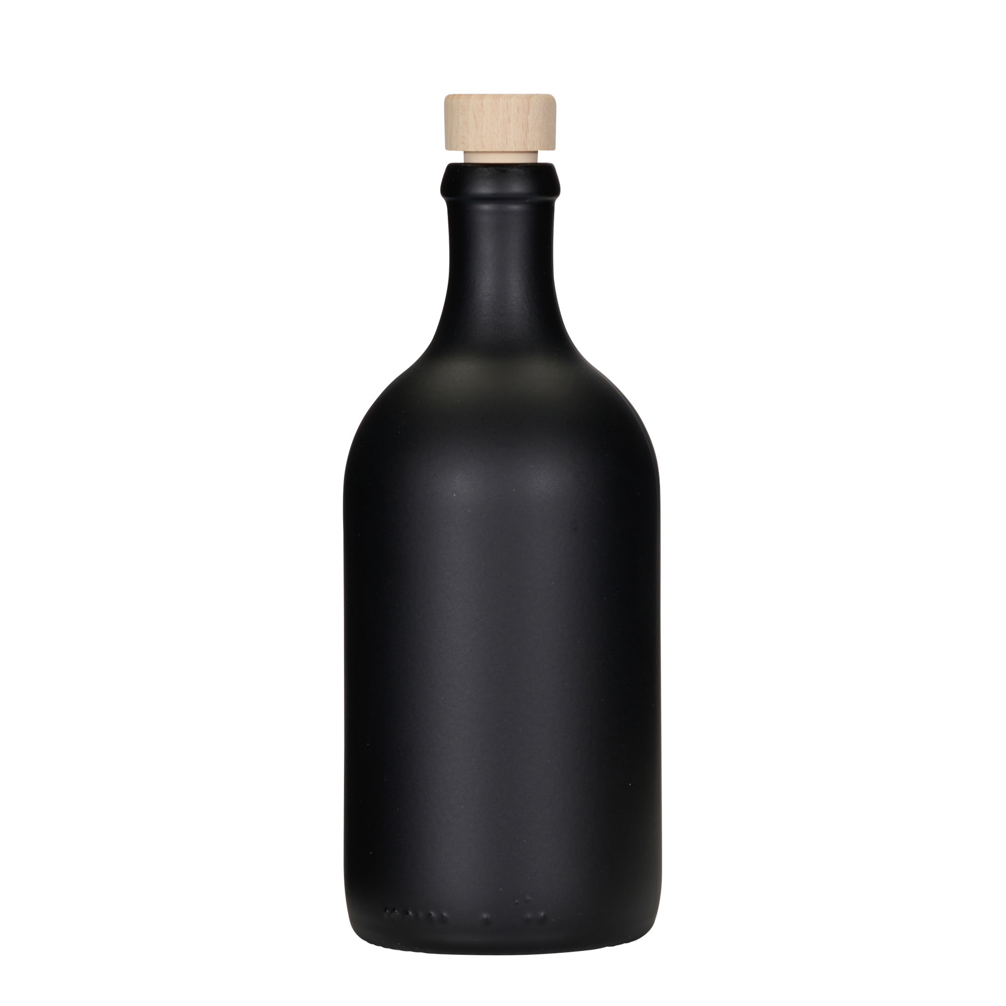 500 ml glasflaska 'Ginevra Leggera', svart, mynning: kork