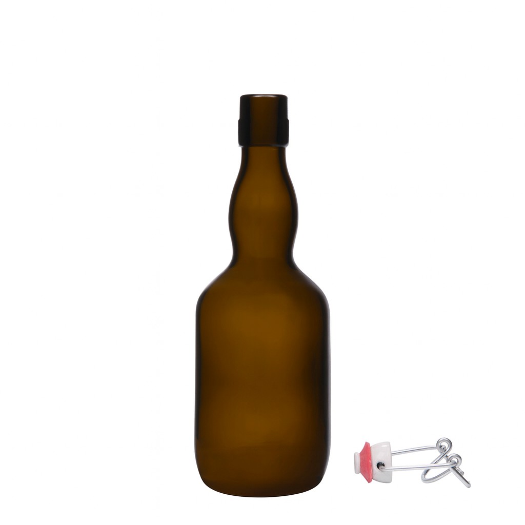 500 ml ölflaska med kragehals, glas, antikgrön, öppning: bygelkapsyl 500 ml ölflaska med kragehals, glas, antikgrön, öppning: bygelkapsyl