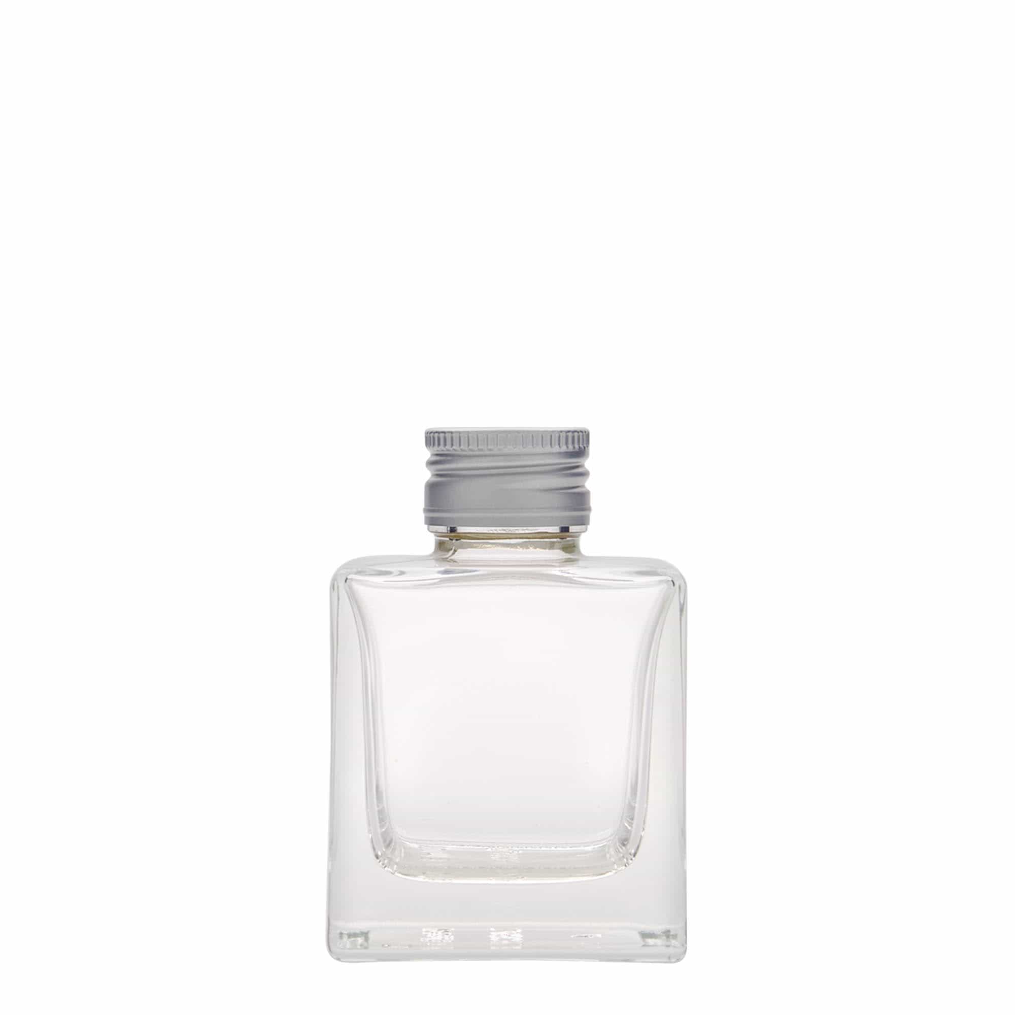 100 ml glasflaska 'Cube', kvadratisk, mynning: PP 28