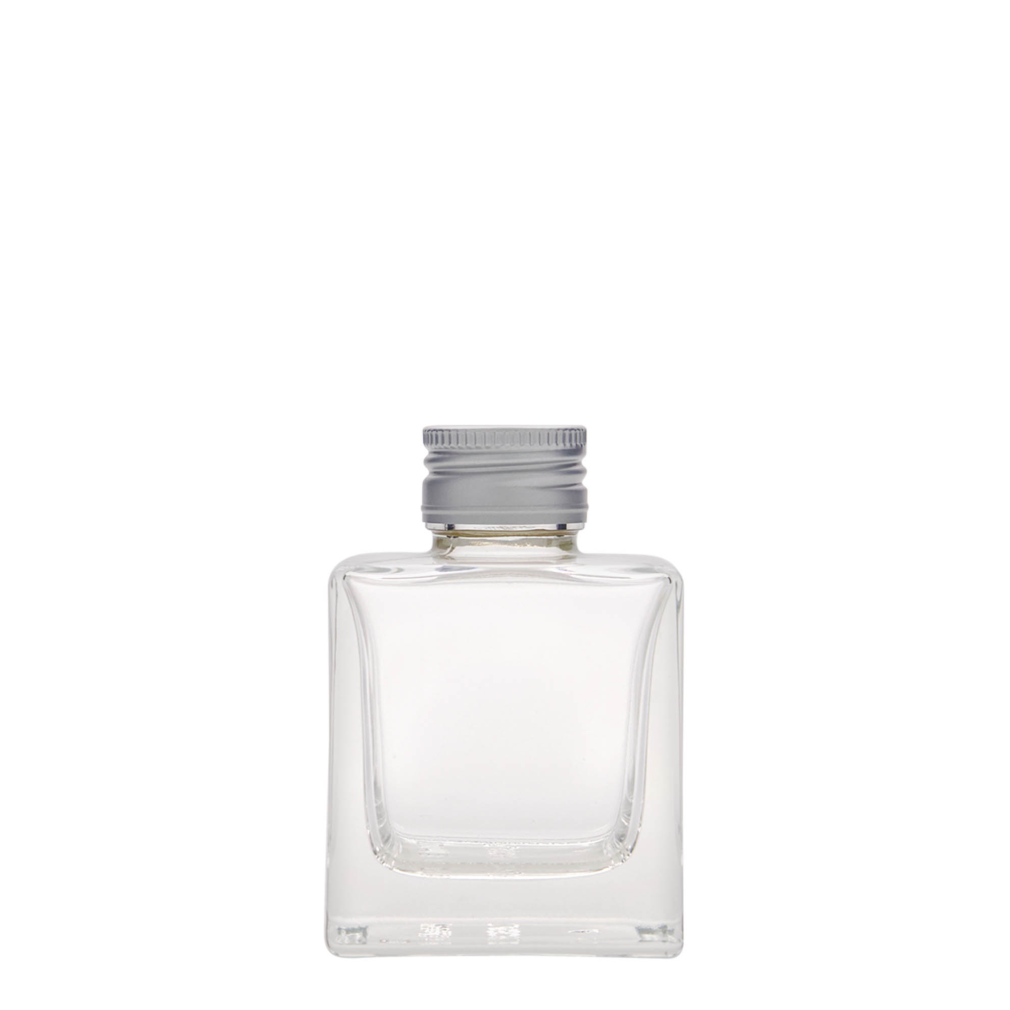100 ml glasflaska 'Cube', kvadratisk, mynning: PP 28