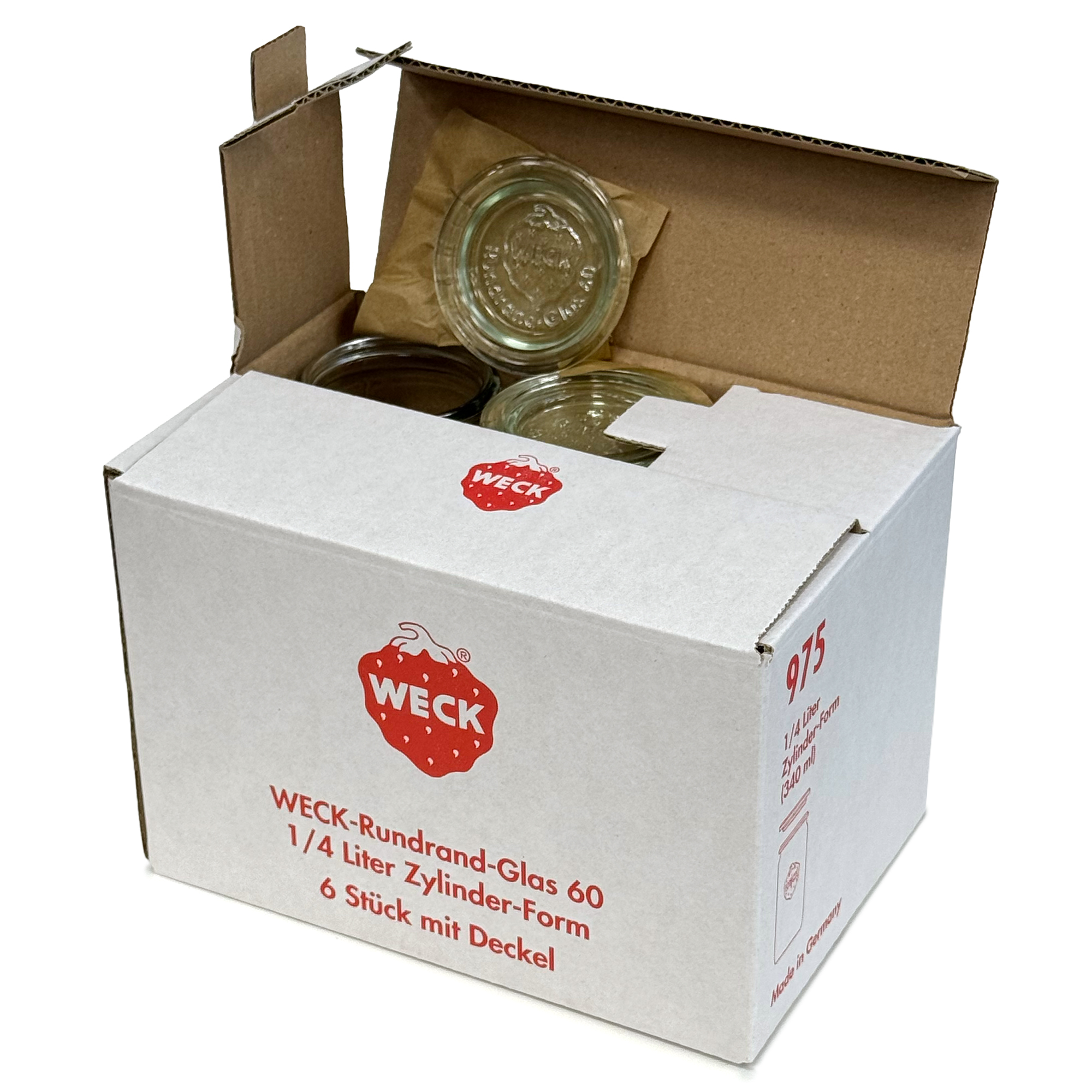 6x 340 ml WECK-cylinderglas med glaslock RR 60