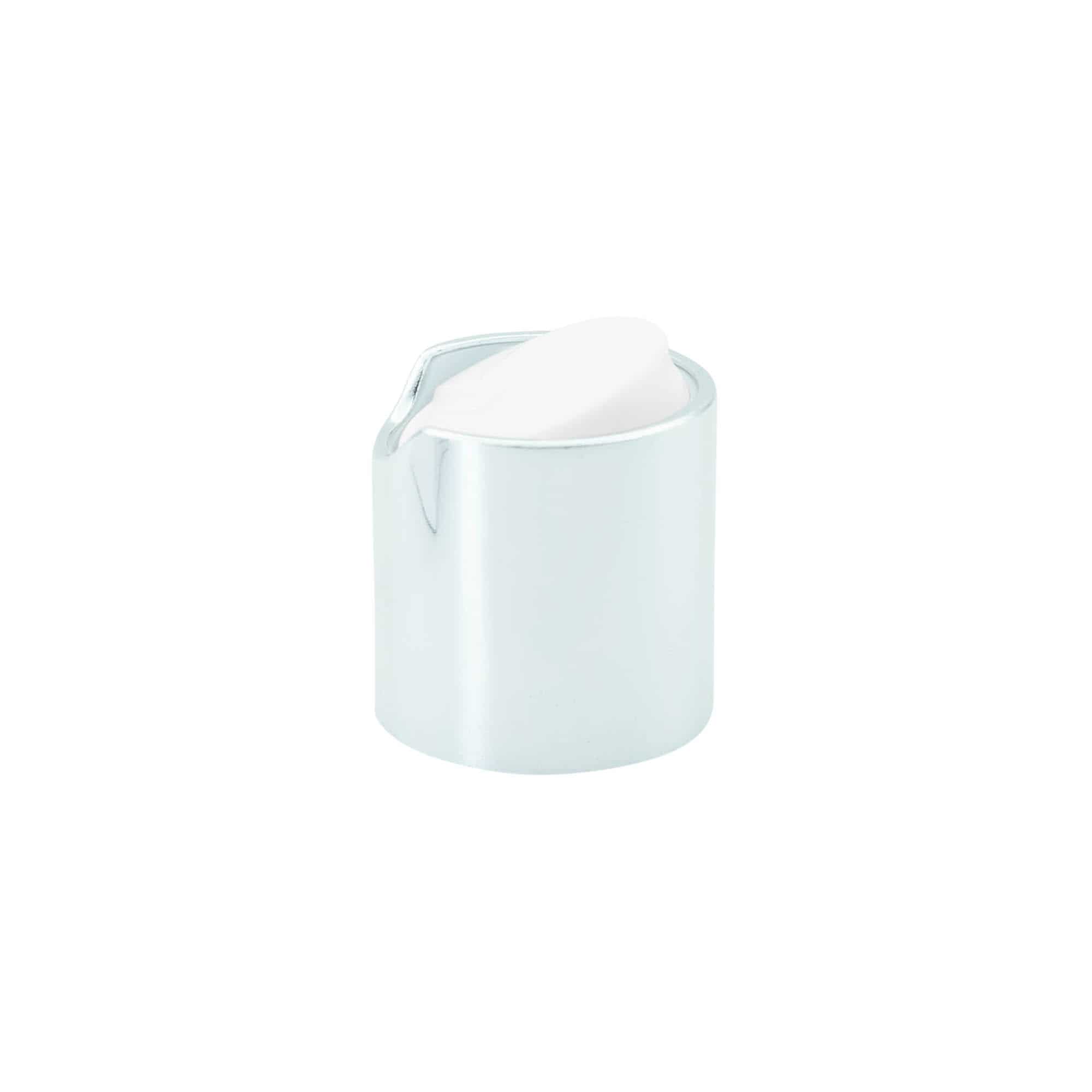 Skruvkapsel, Disc Top, PP-plast, silver, för mynning: 24/410