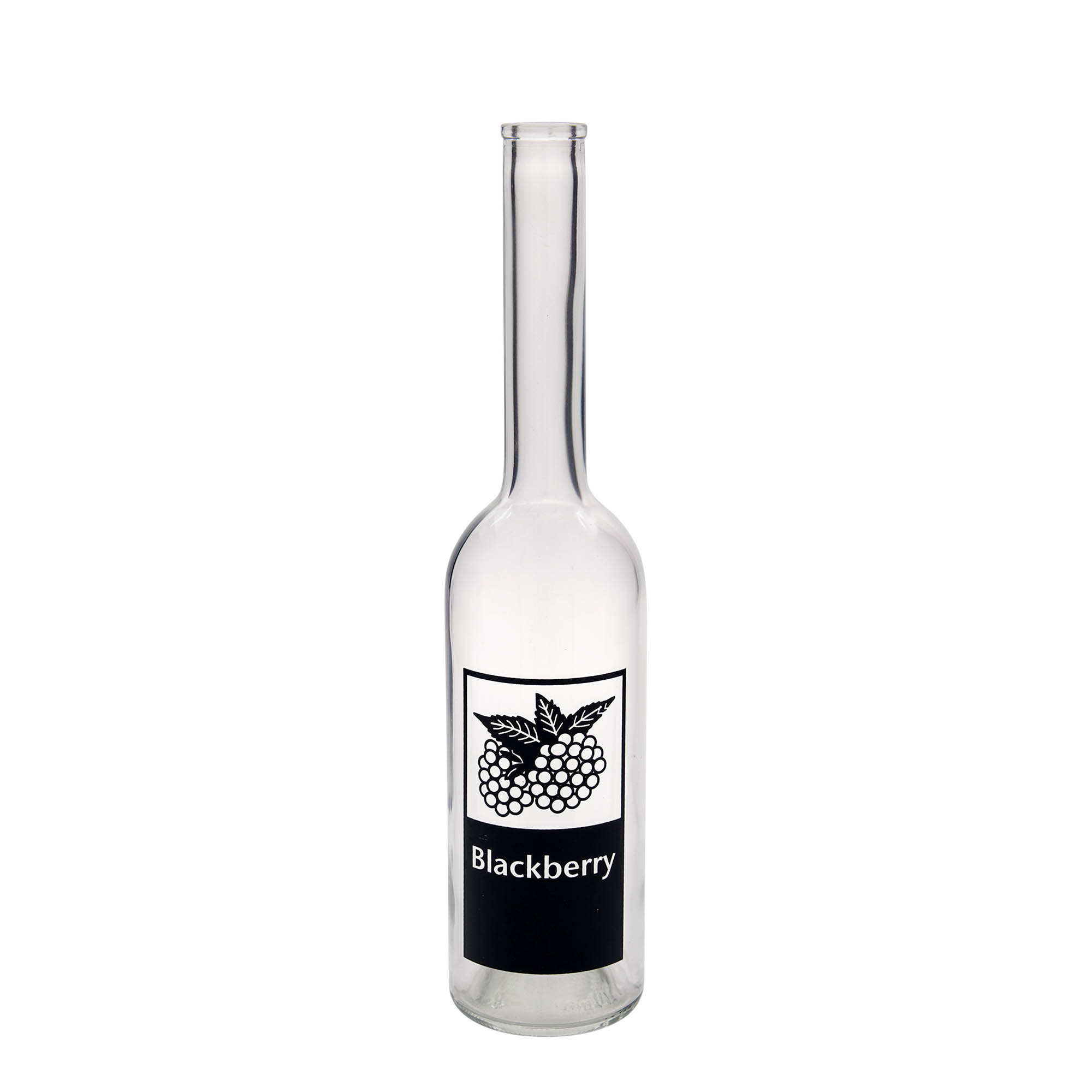 500 ml glasflaska 'Opera', motiv: Blackberry, mynning: kork 500 ml glasflaska 'Opera', motiv: Blackberry, mynning: kork